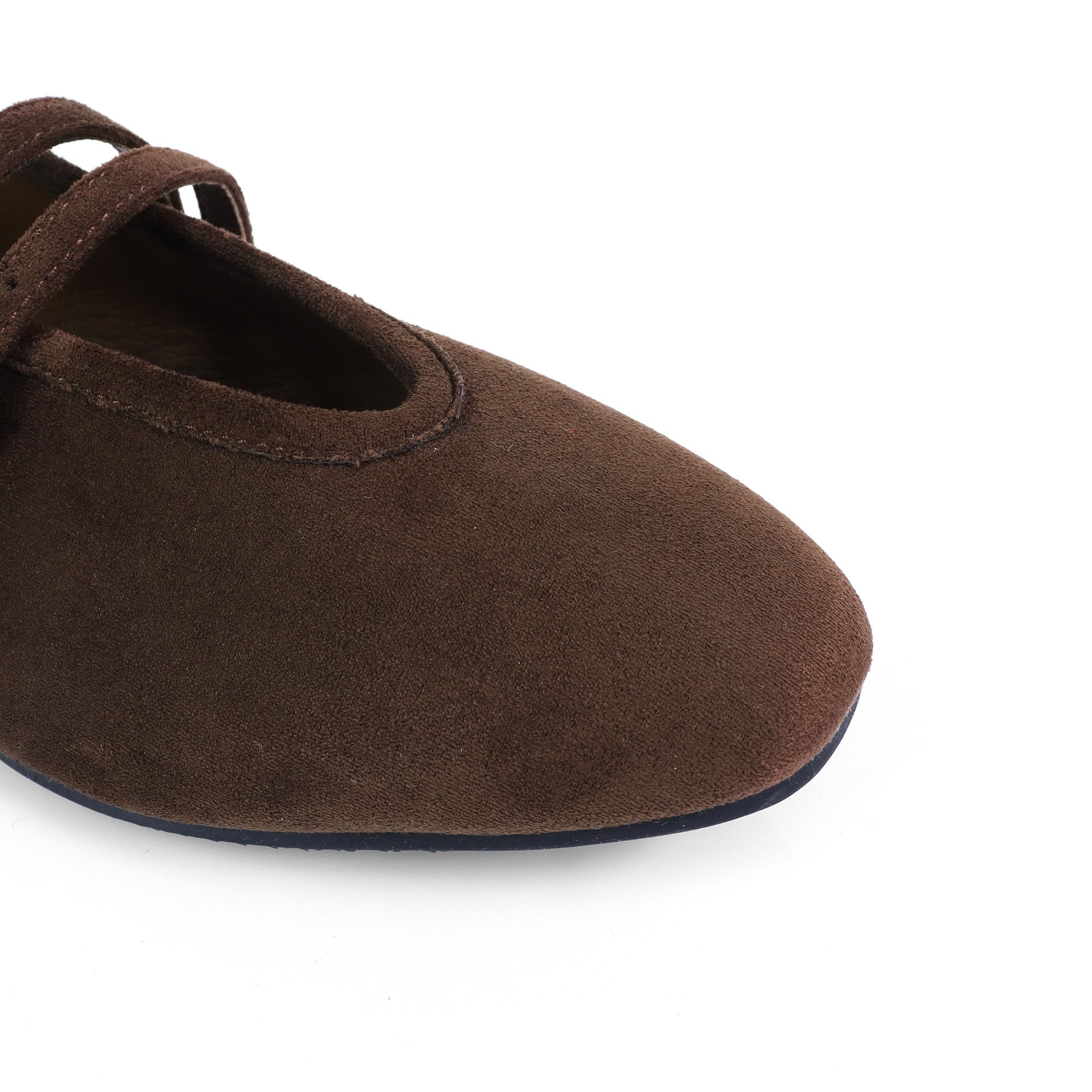 LAWRENCE-3 MARY JANE WOVEN BALLET FLAT W/ DOU BELT DETAIL CHOCOLATE