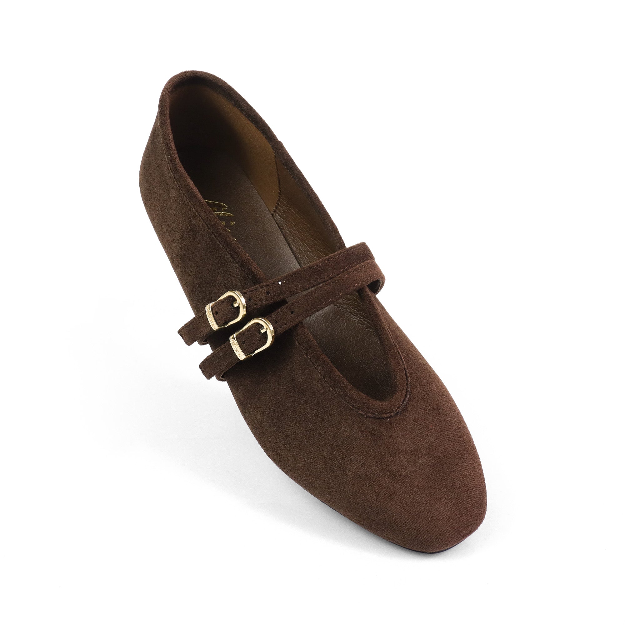 LAWRENCE-3 MARY JANE WOVEN BALLET FLAT W/ DOU BELT DETAIL CHOCOLATE