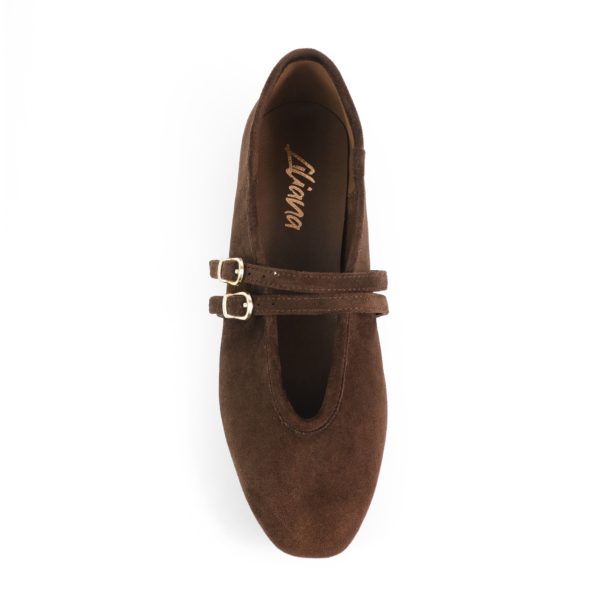 LAWRENCE-3 MARY JANE WOVEN BALLET FLAT W/ DOU BELT DETAIL CHOCOLATE