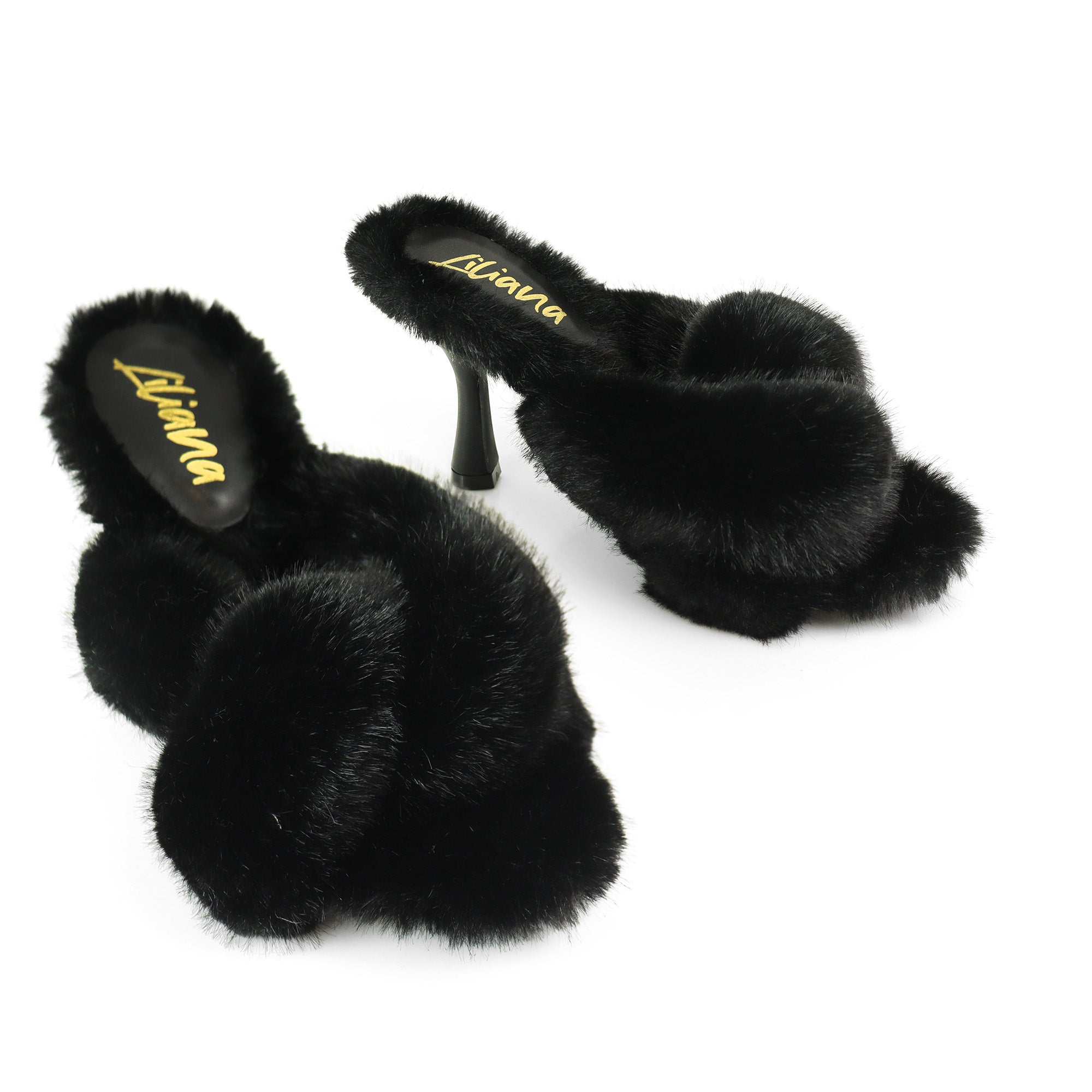 LUX-1 CROSS FLUFFY W/HEEL BLACK