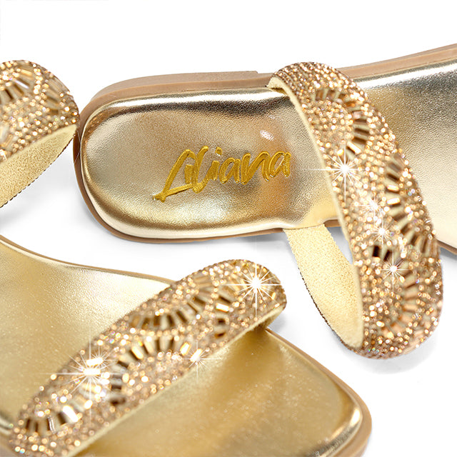 MASA-2 OPEN TOE RHINESTONE DUO BAND SANDSAL ROSE GOLD