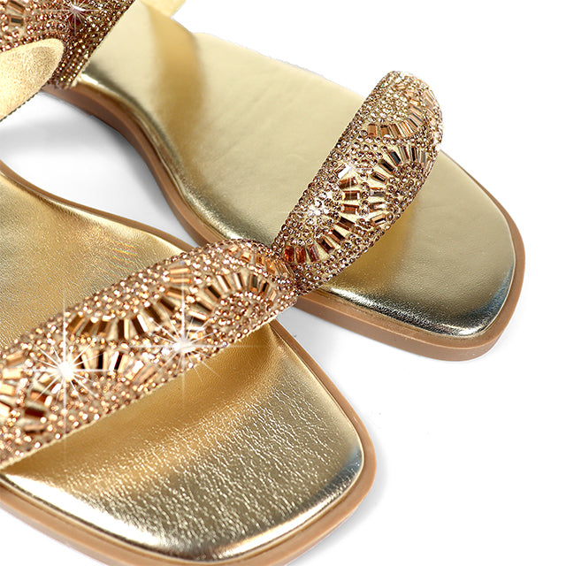 MASA-2 OPEN TOE RHINESTONE DUO BAND SANDSAL ROSE GOLD