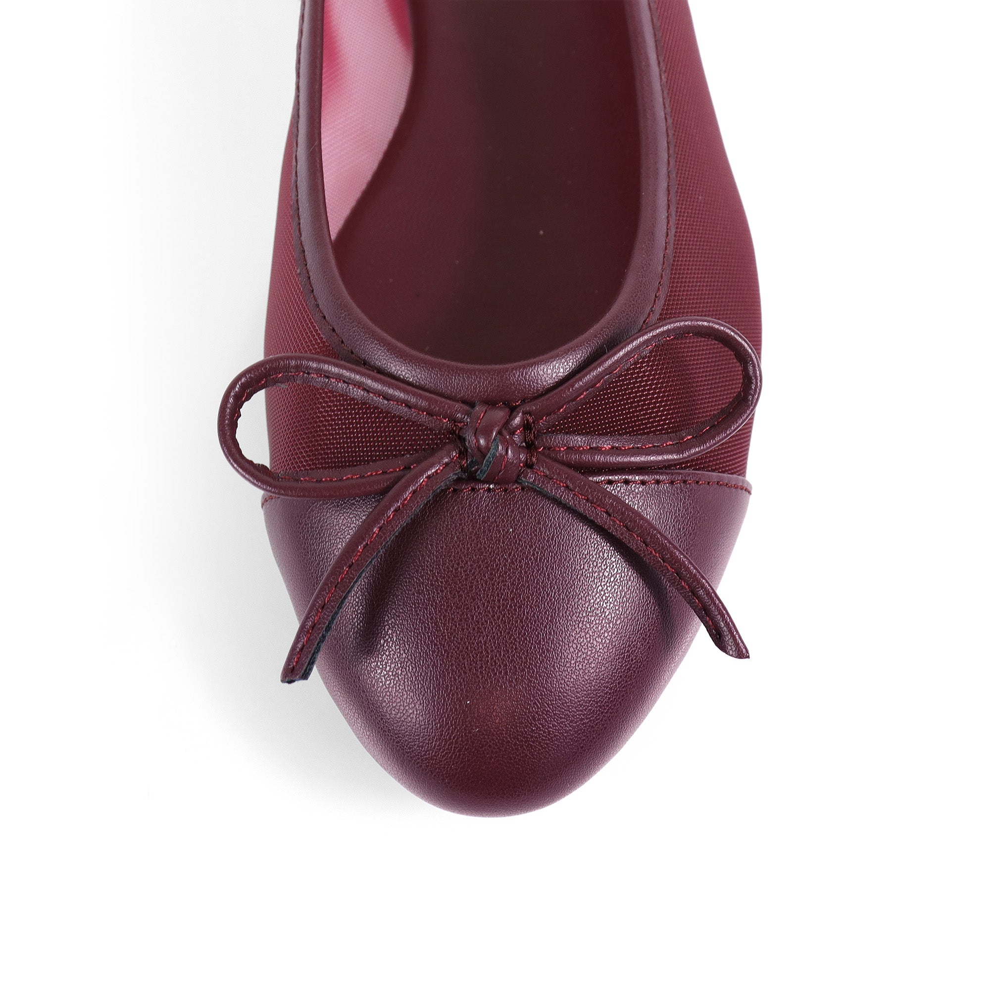 MELANIE-1 MESH TINY BOW FLAT BURGUNDY
