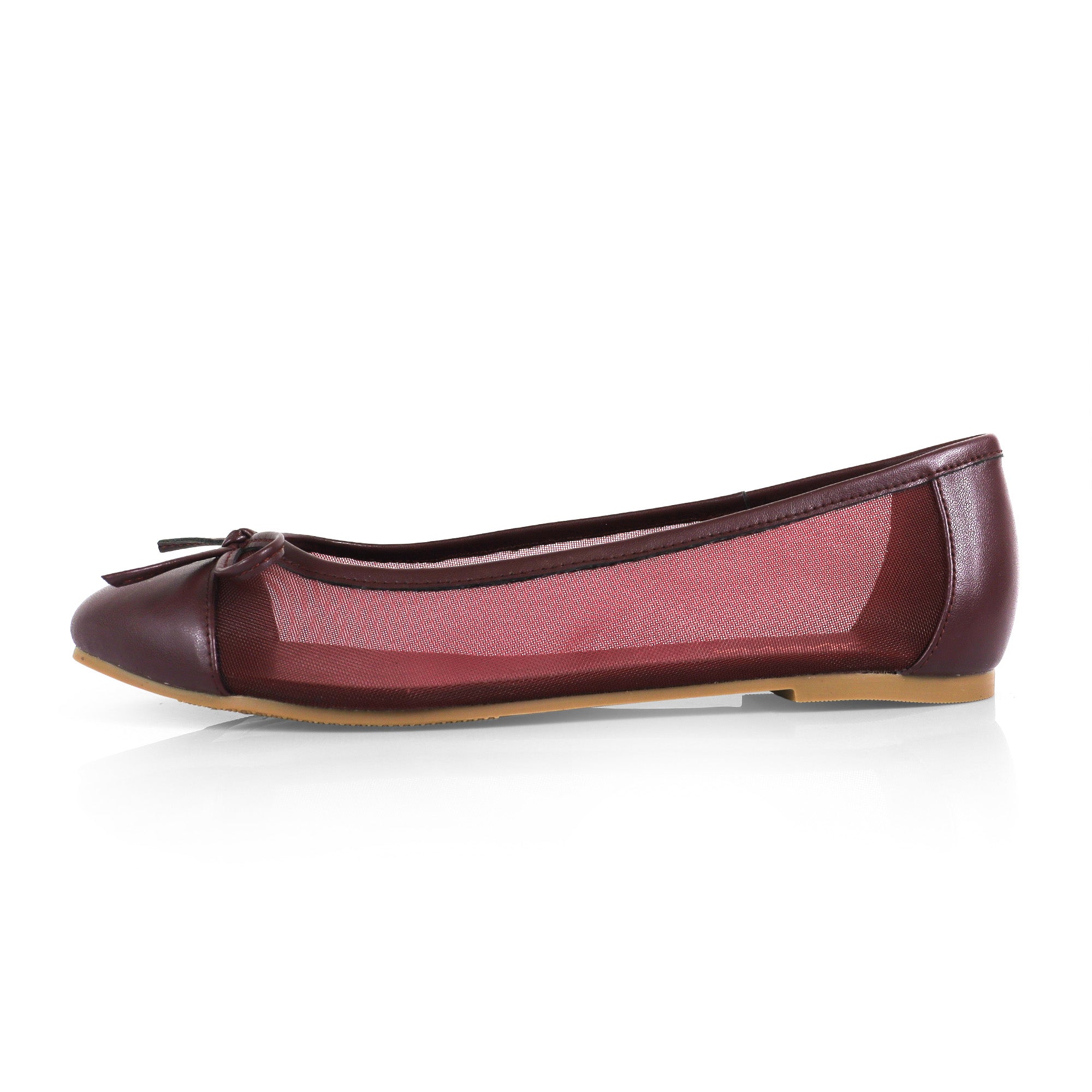 MELANIE-1 MESH TINY BOW FLAT BURGUNDY