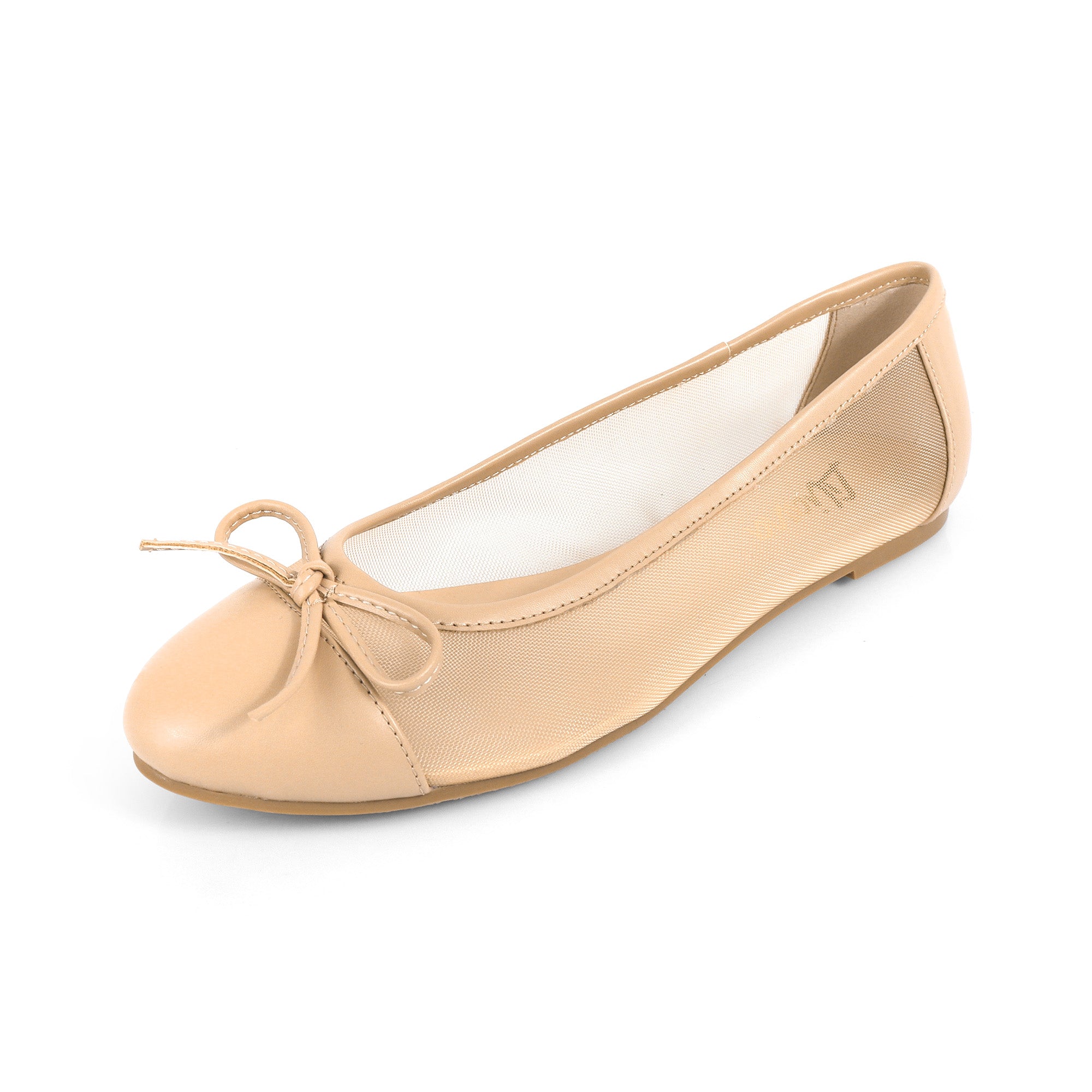 MELANIE-1 MESH TINY BOW FLAT NUDE