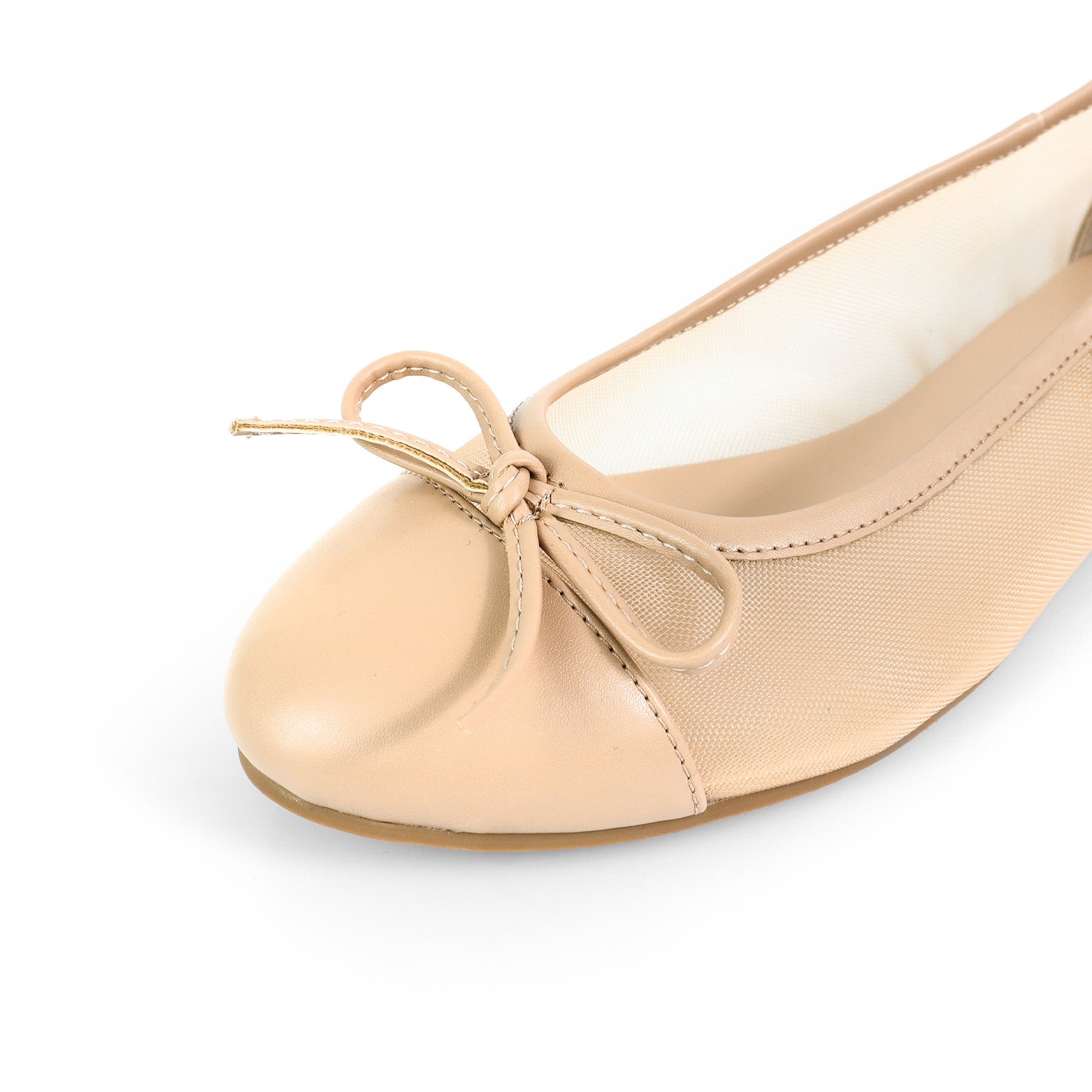 MELANIE-1 MESH TINY BOW FLAT NUDE