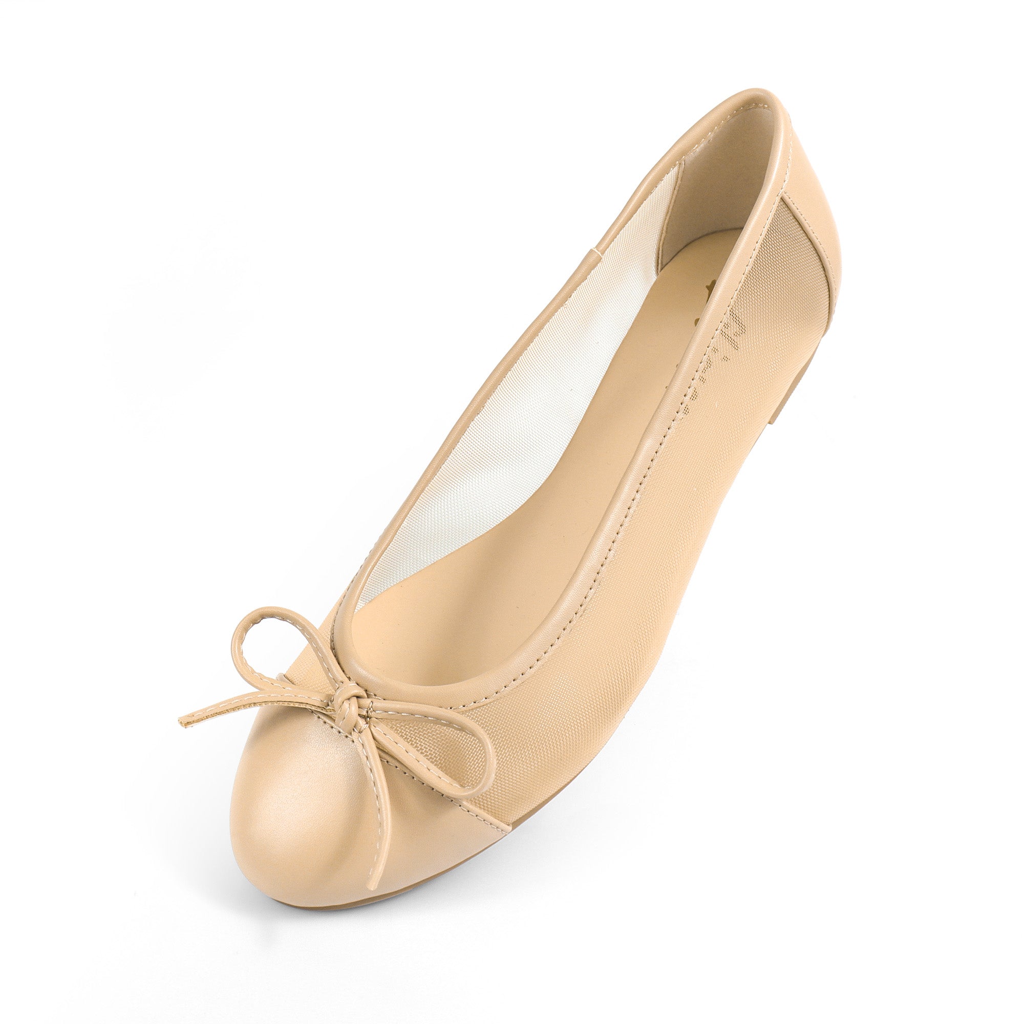 MELANIE-1 MESH TINY BOW FLAT NUDE
