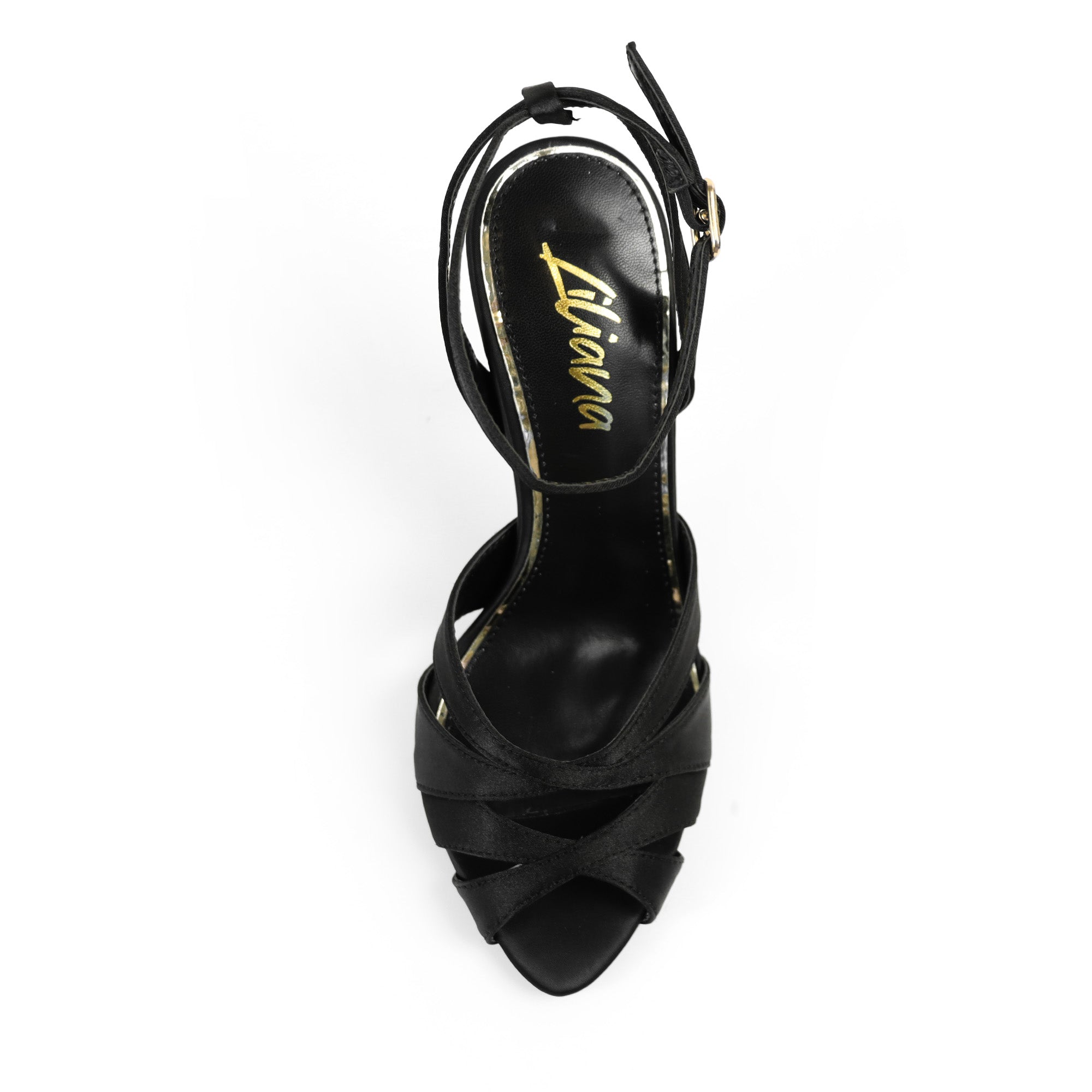 MELIA-1 STRAPPY CRISS-CROSSED OPEN-TOED HEEL WITH ANKLE STRAP BLACK