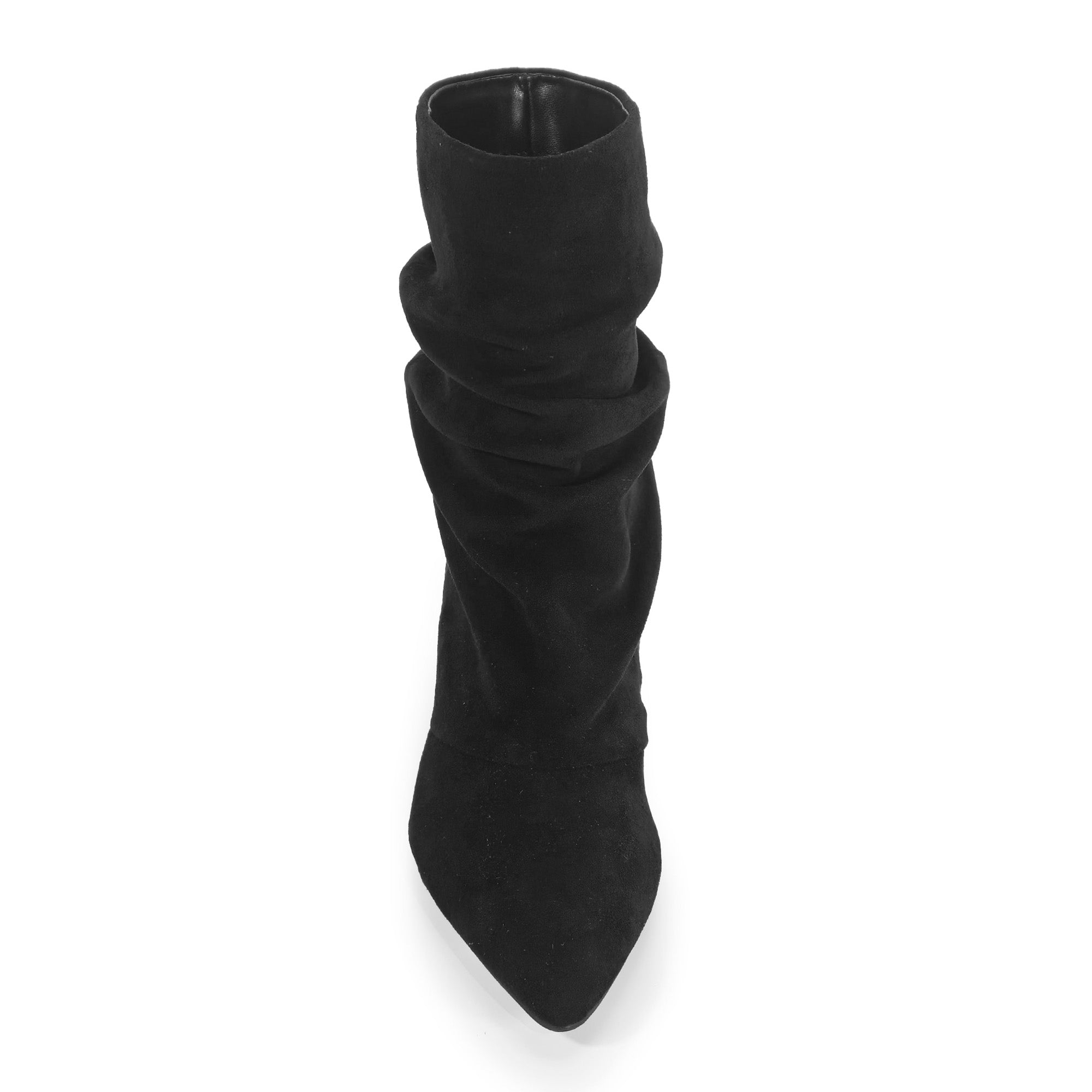 MIARA-1 POINTED TOE SLOUCH BOOTI W/ KITTEN HEEL BLACK