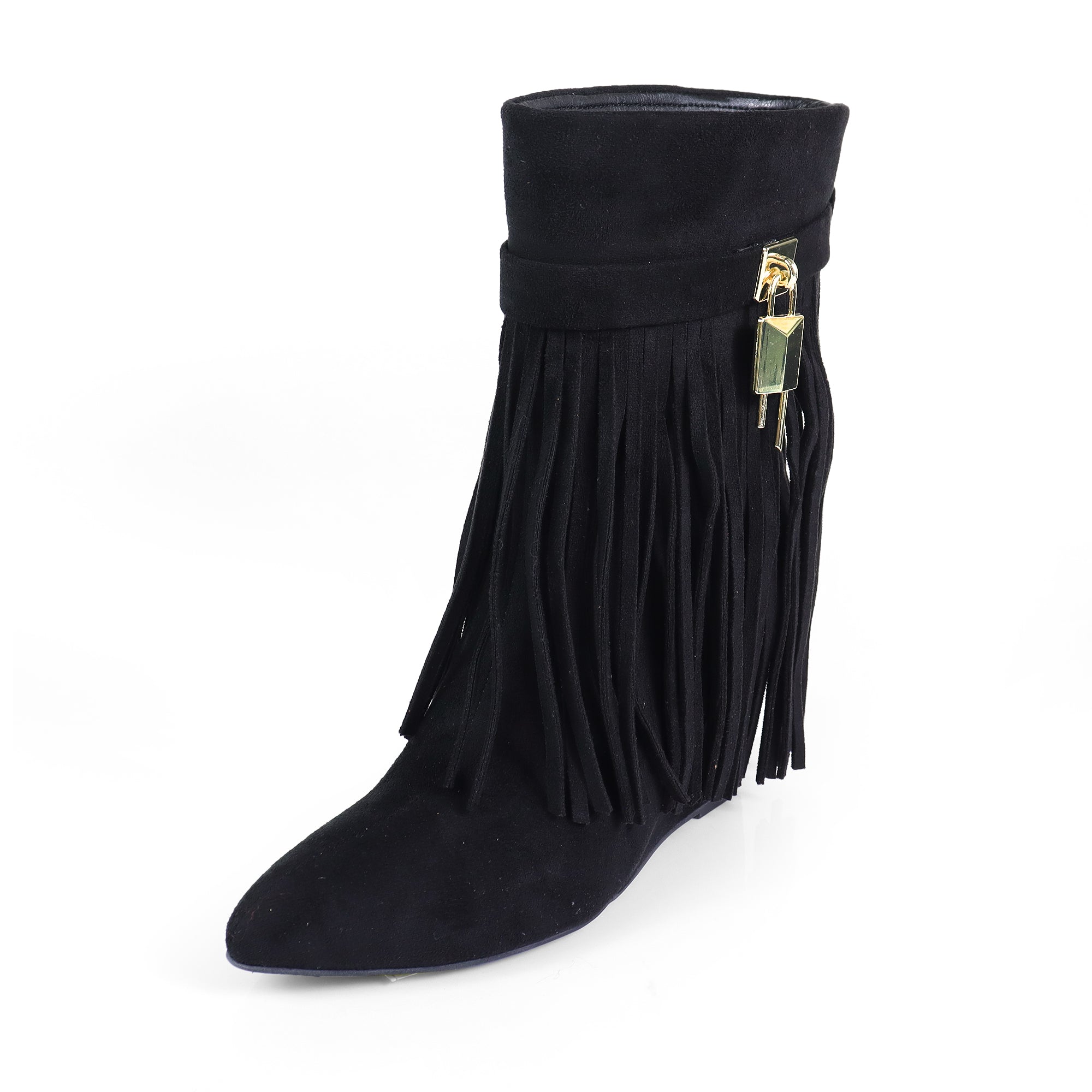 MUTTO-6 FRINGE MUTTO SHORT BOOTS BLACK