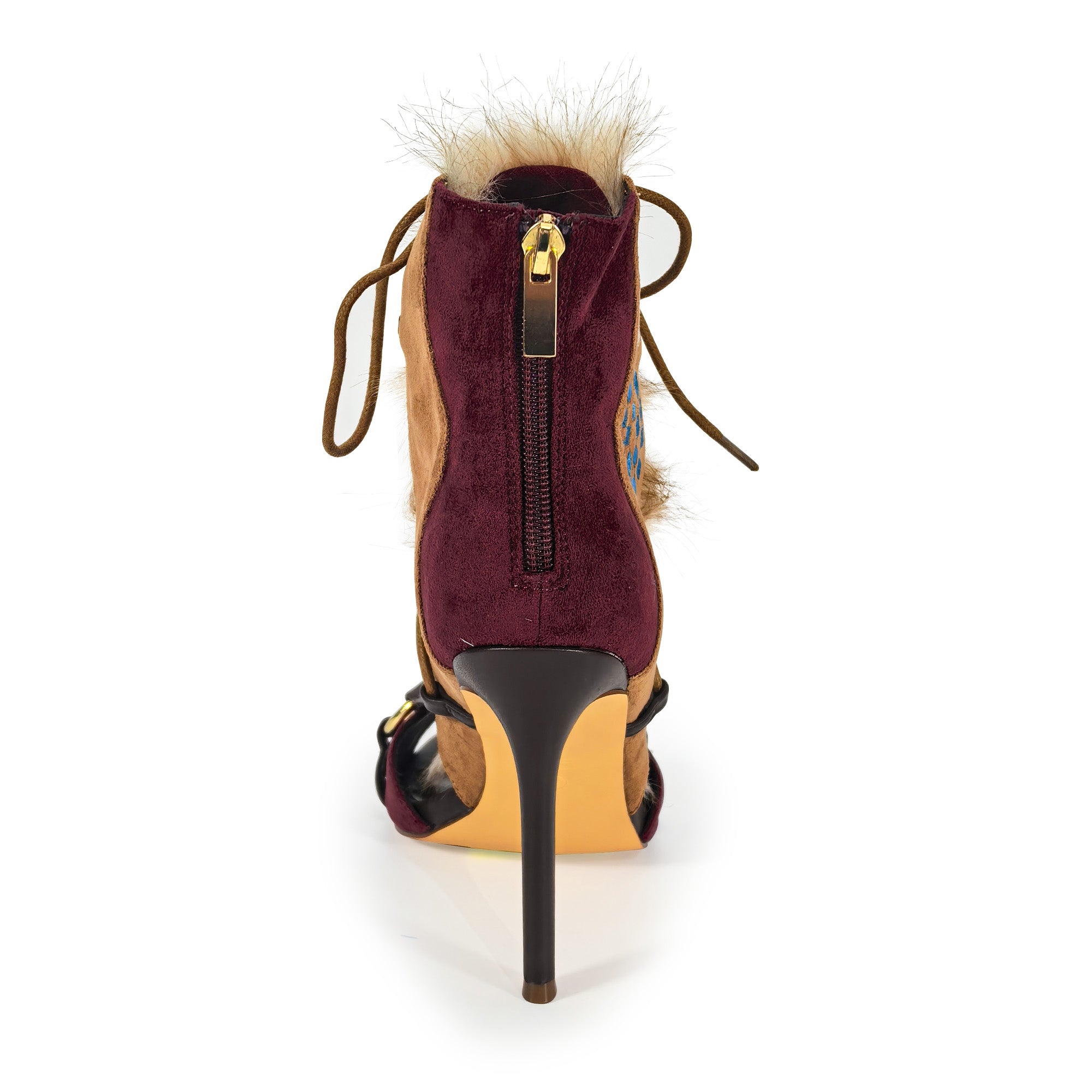 NIKIA-258 GLADIATOR ENDORABLE FUR SANDAL WITH HEEL WINE