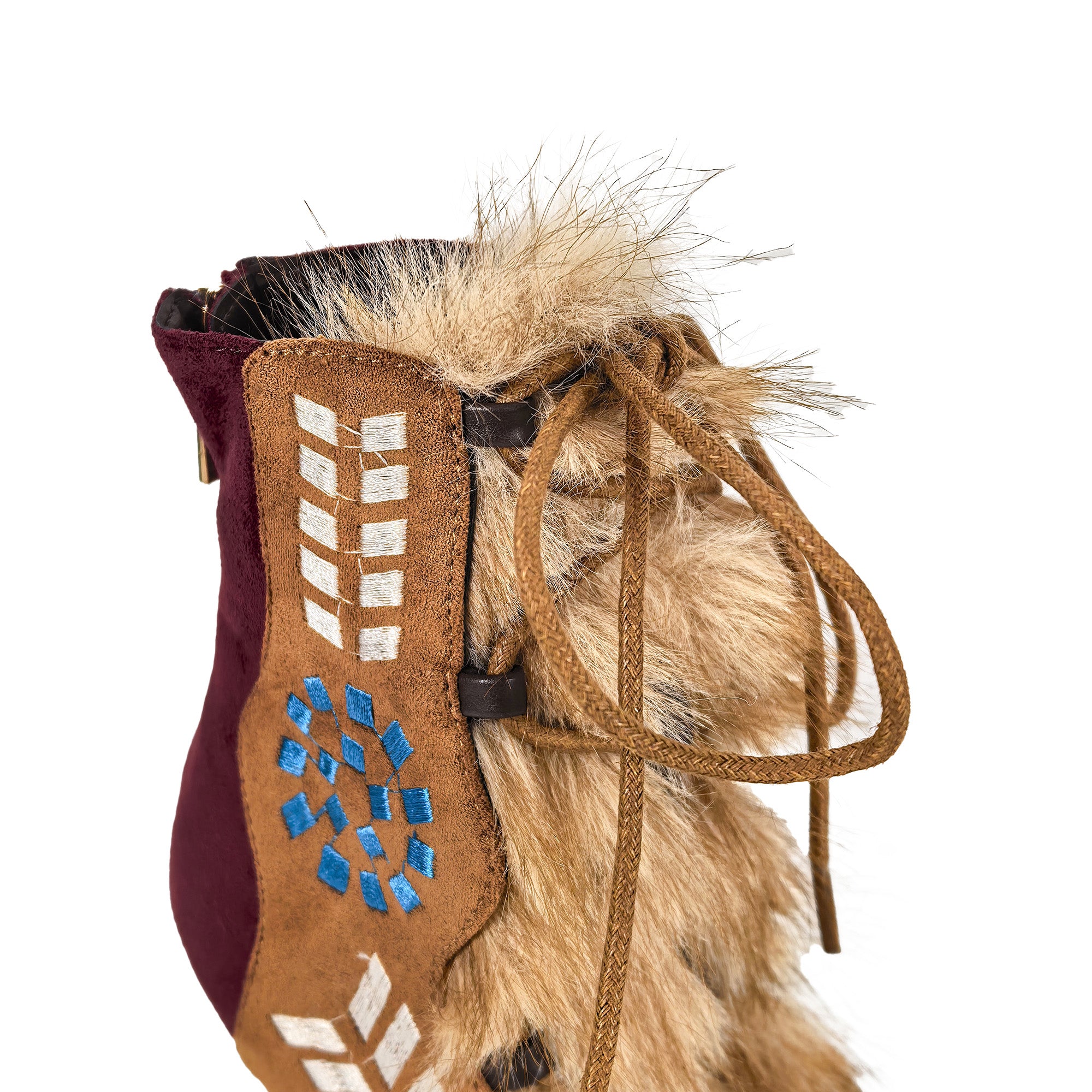 NIKIA-258 GLADIATOR ENDORABLE FUR SANDAL WITH HEEL WINE