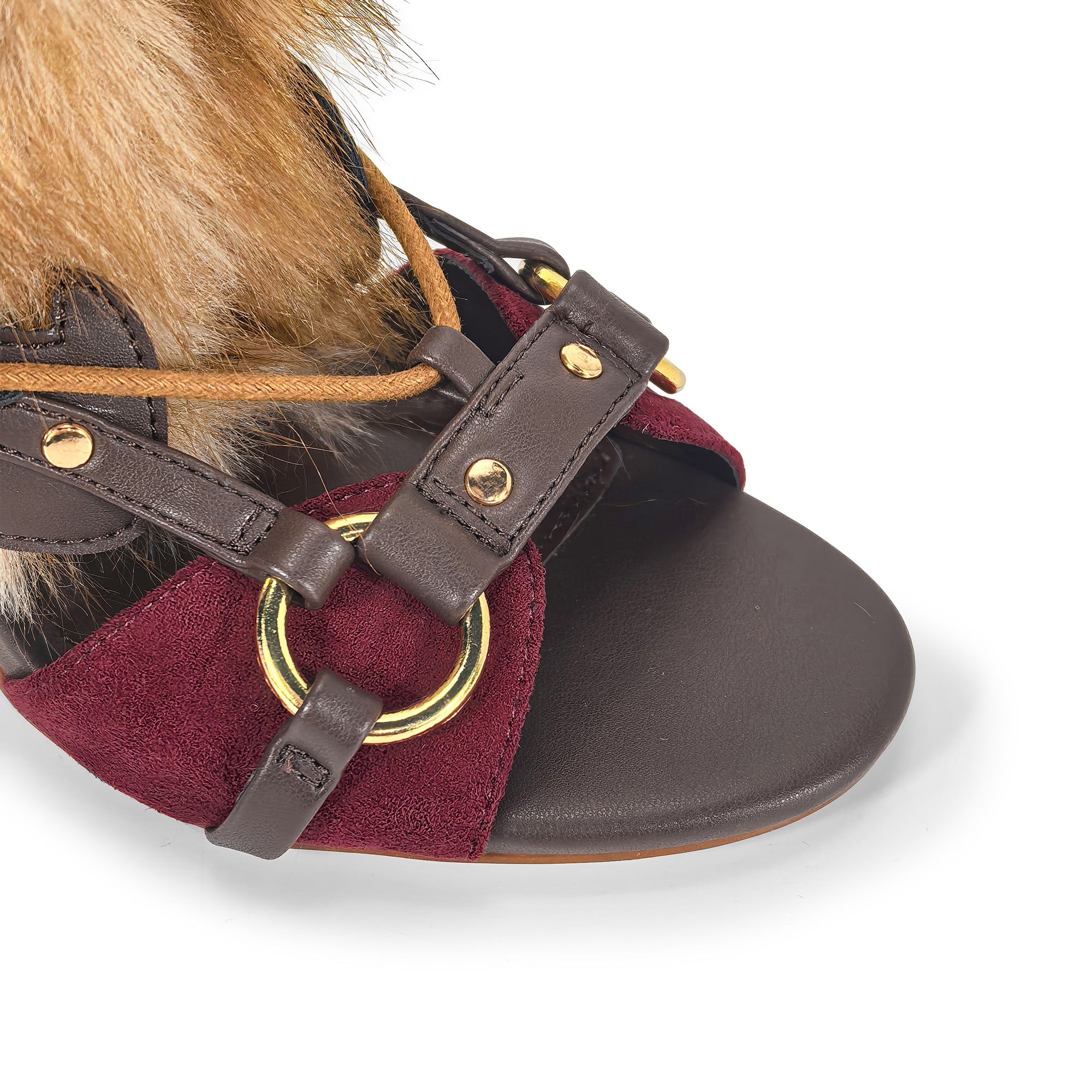 NIKIA-258 GLADIATOR ENDORABLE FUR SANDAL WITH HEEL WINE