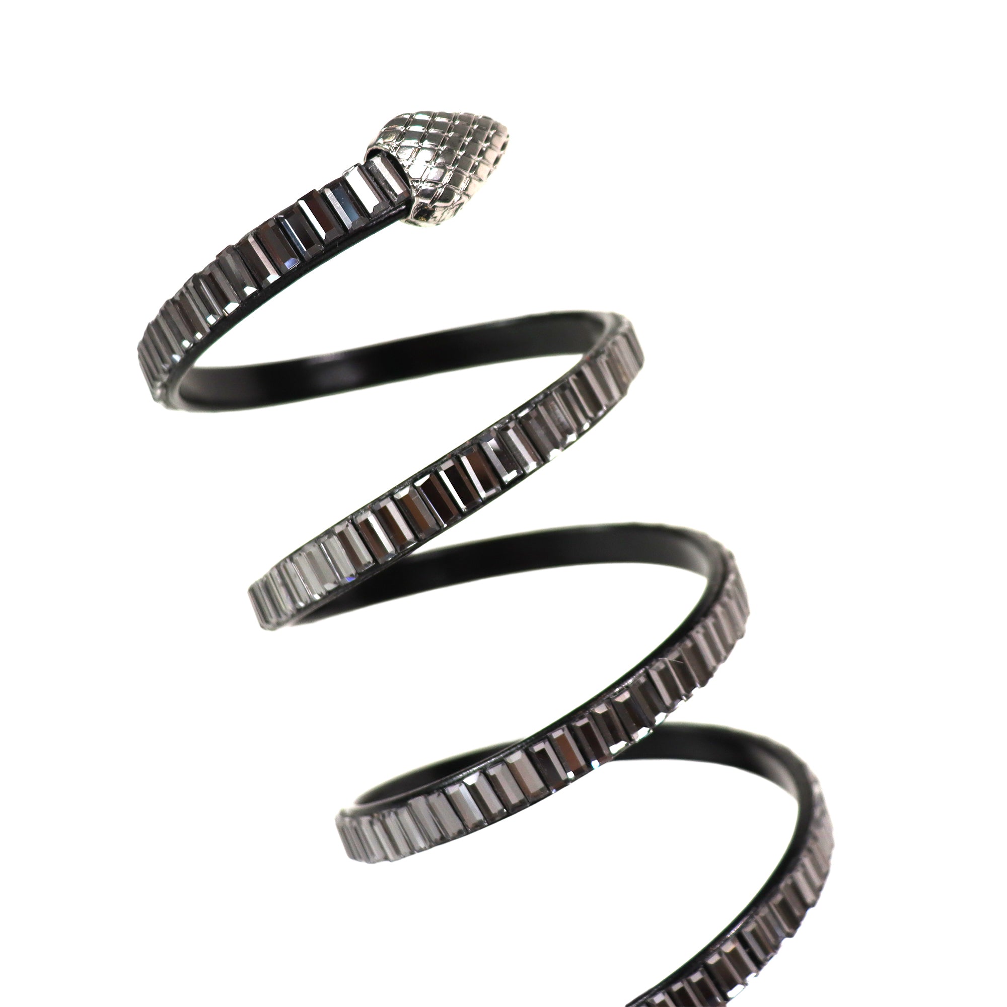 NIKIA-269 JEWELED SPIRAL COIL WRAP UP SANDAL W/ HEEL BLACK