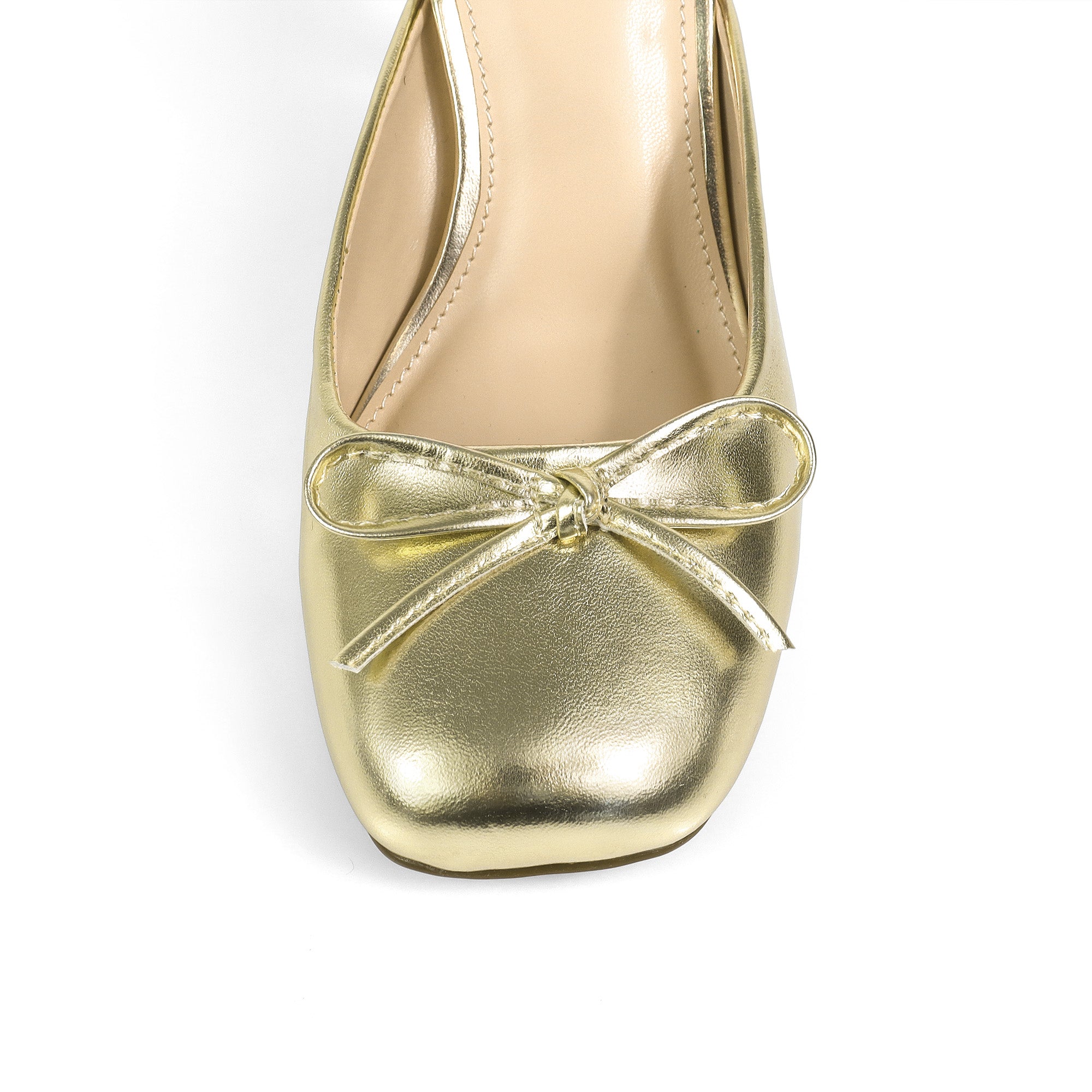 NOOSA-1 BALLET SATIN BOW PUMP W/ SPOOL HEEL GOLD