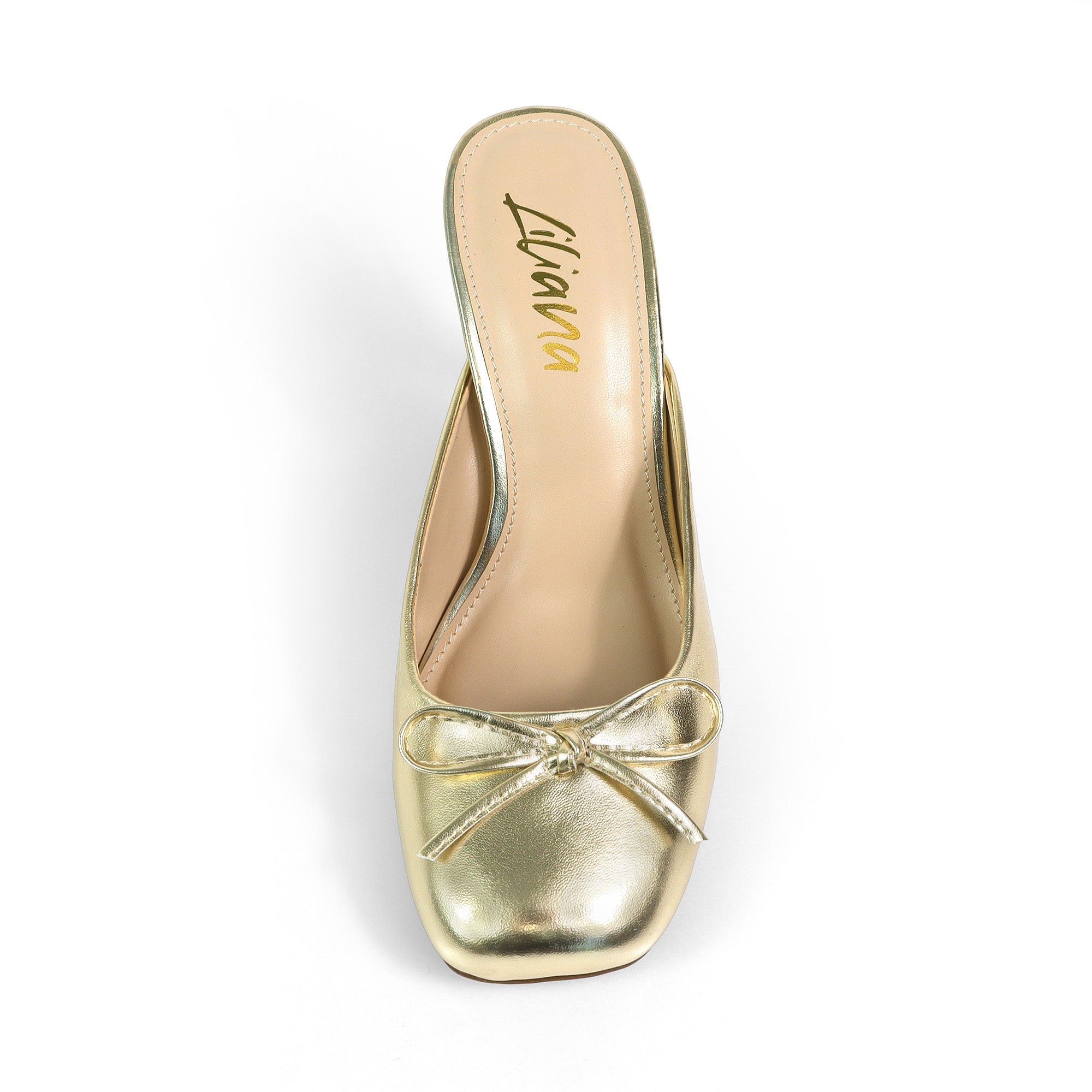 NOOSA-1 BALLET SATIN BOW PUMP W/ SPOOL HEEL GOLD