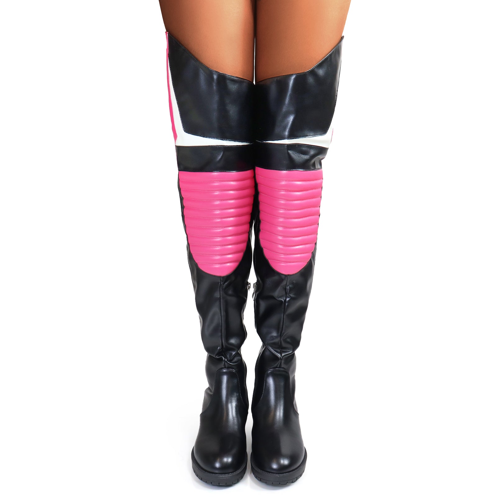 NORRIS-1 OVER KNEE HIGH BOOTS BLACK/PINK