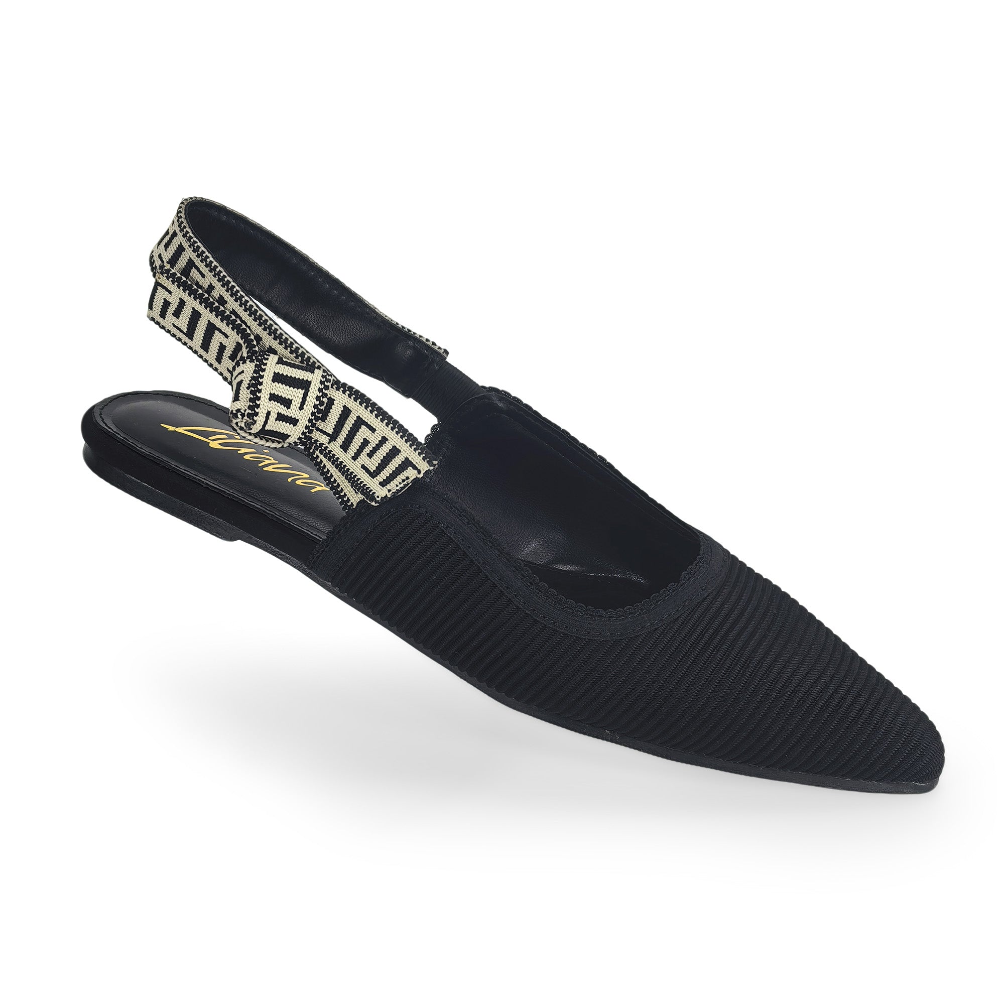 OHANA-42 POINTED MULE BUCKLE W/ SLING BACK BLACK