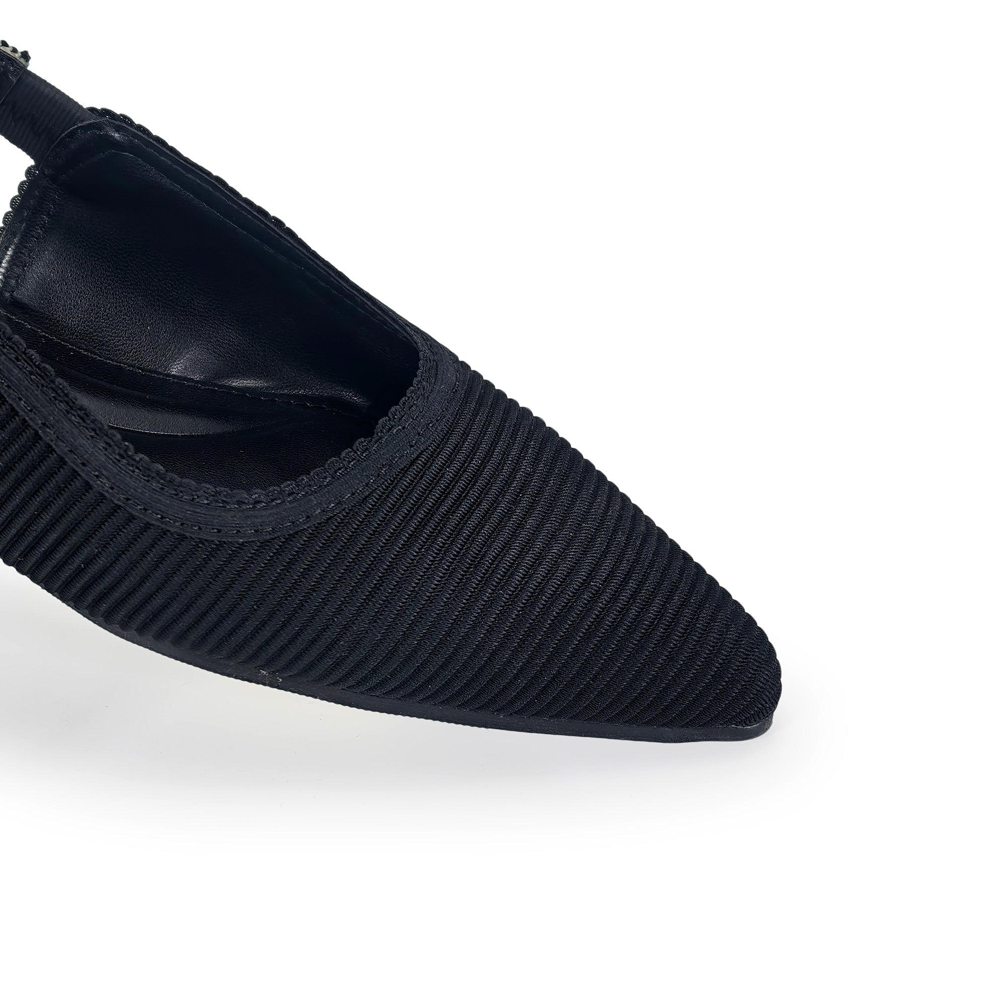 OHANA-42 POINTED MULE BUCKLE W/ SLING BACK BLACK