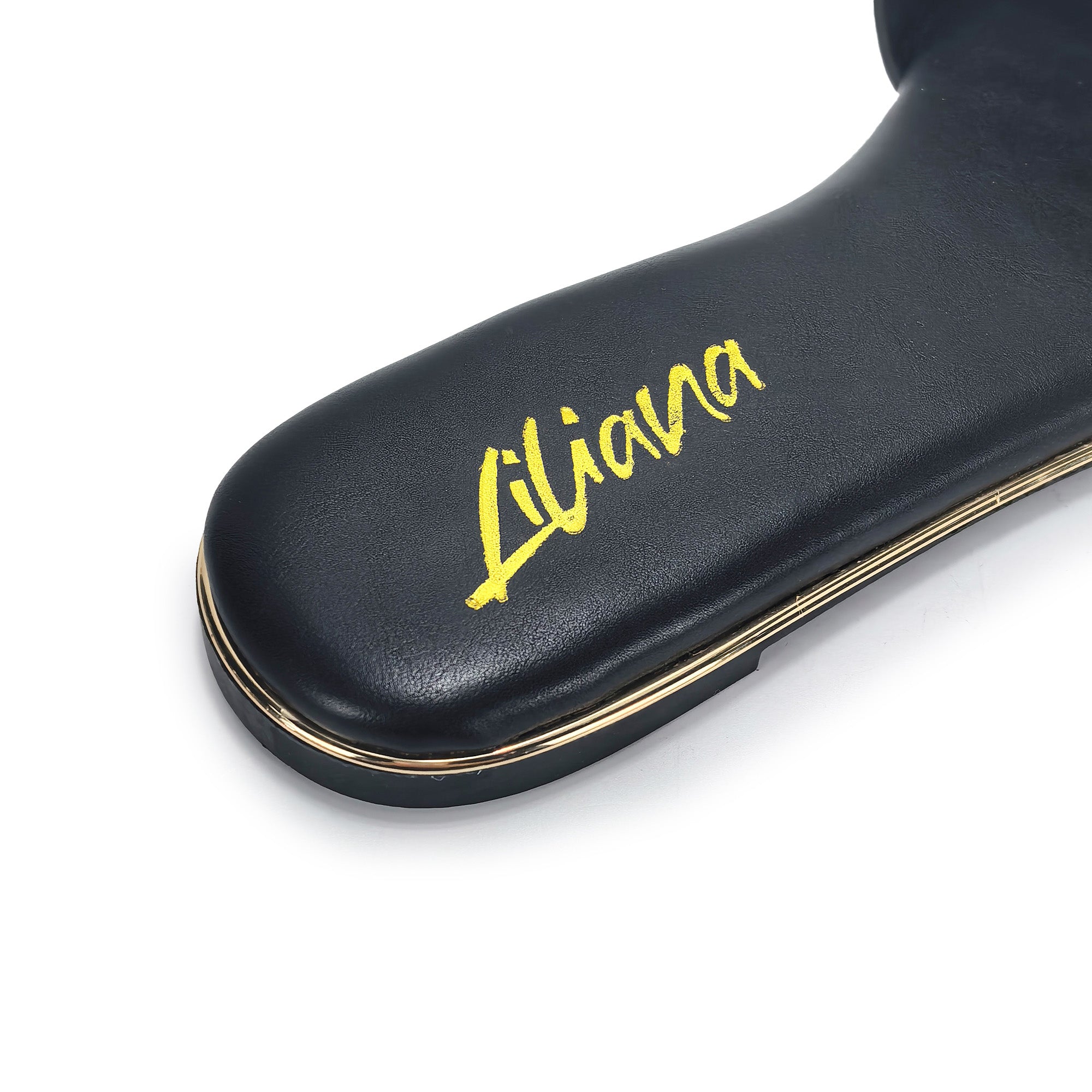 OLGANA-4 OPEN TOE BUCLKE DECOR SLIDE BLACK