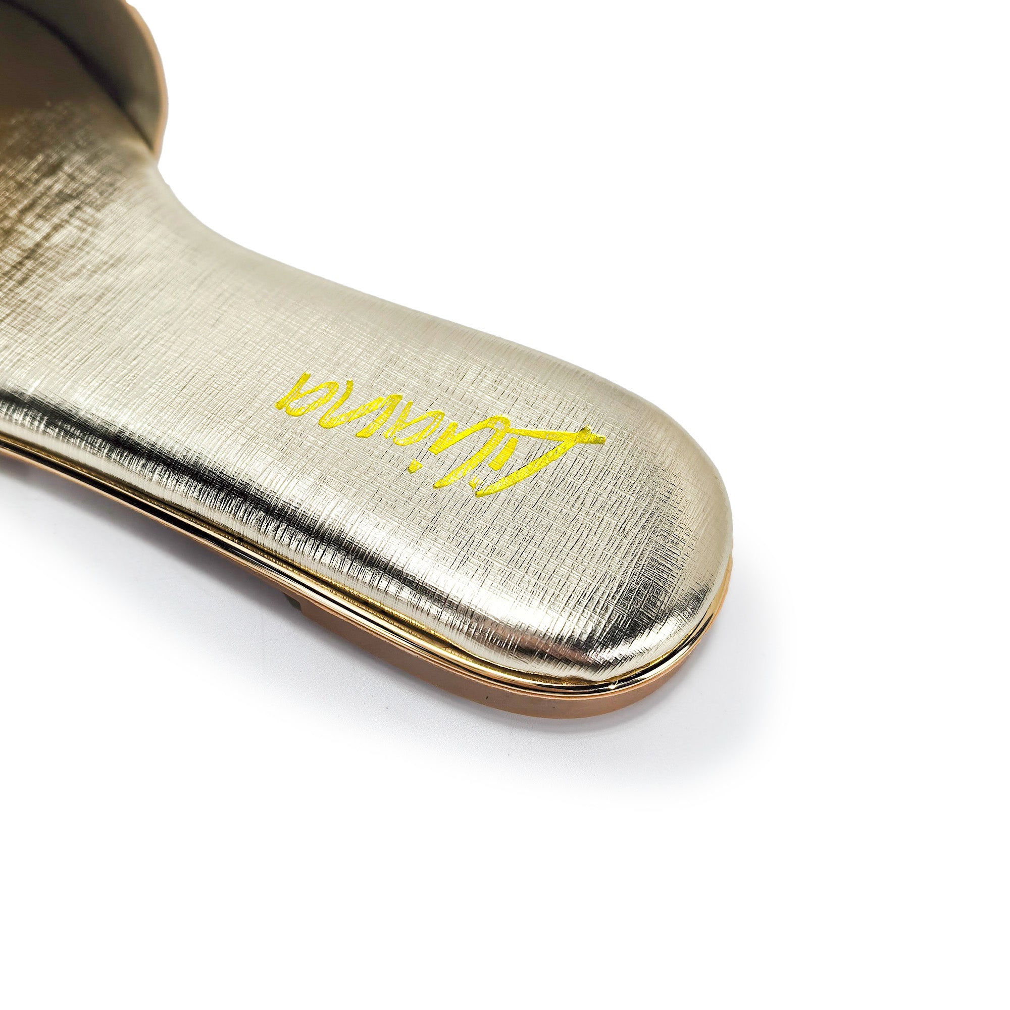 OLGANA-4 OPEN TOE BUCLKE DECOR SLIDE GOLD