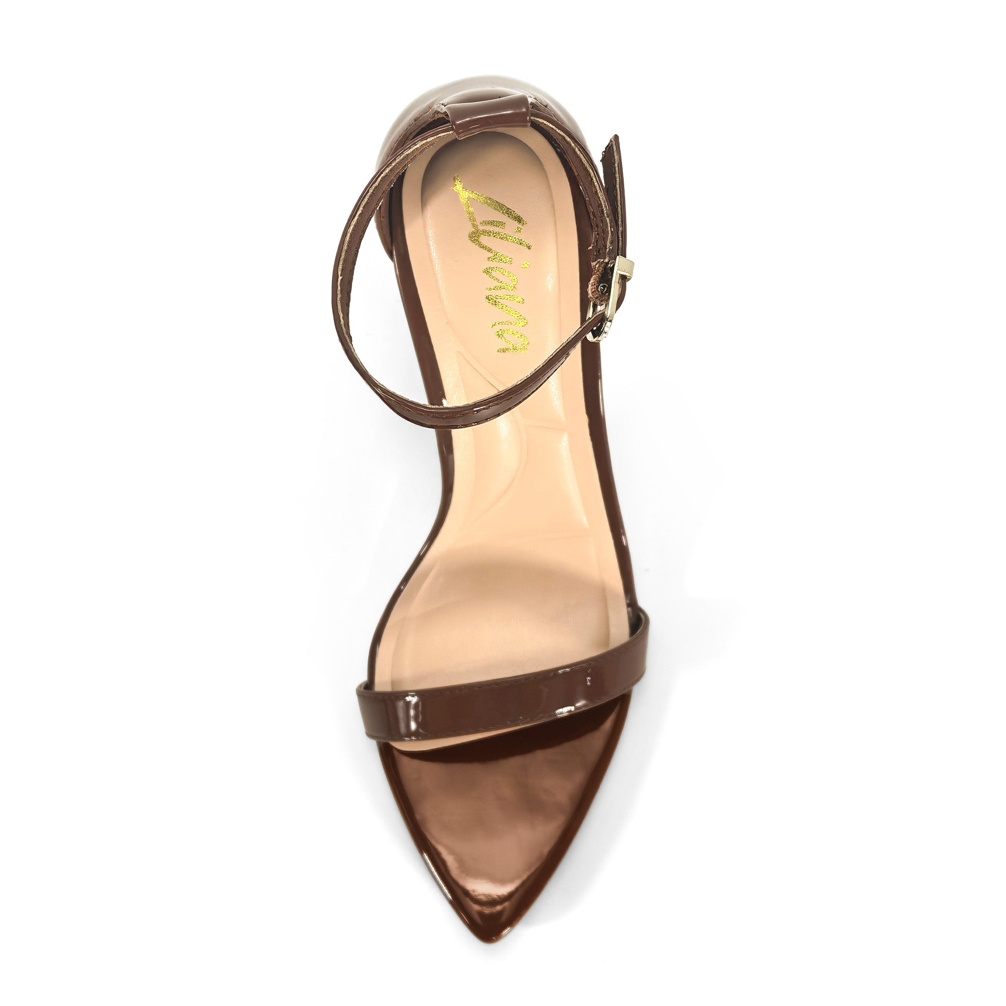 PAULINE-2 POINTED TOE ANCKLE STRAP SANDAL W/ HEEL, MOCHA