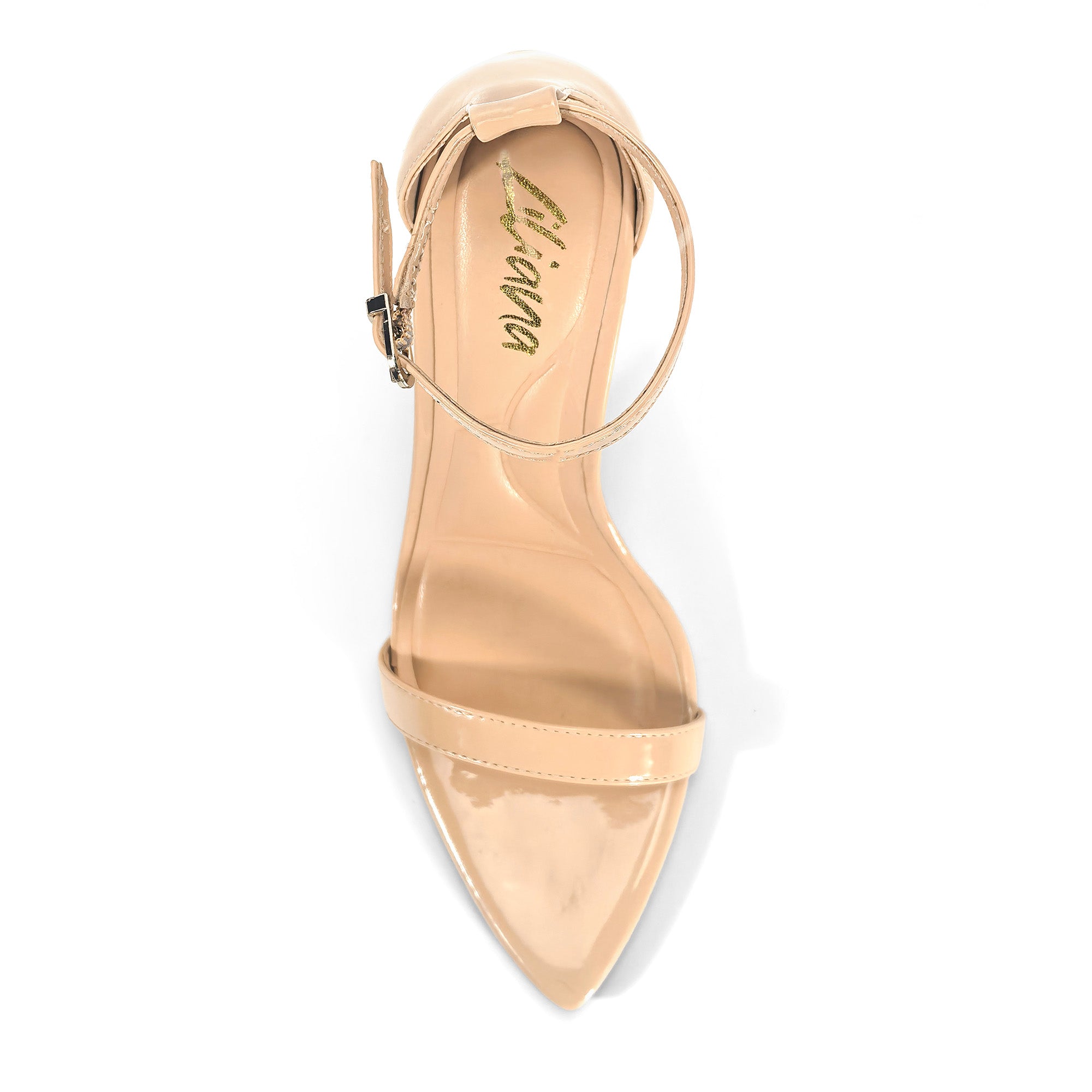 PAULINE-2 POINTED TOE ANCKLE STRAP SANDAL W/ HEEL, NUDE