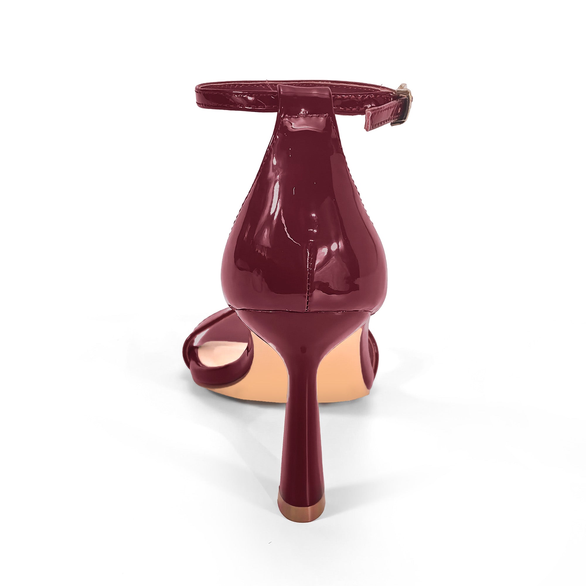 PAULINE-2 POINTED TOE ANCKLE STRAP SANDAL W/ HEEL, WINE