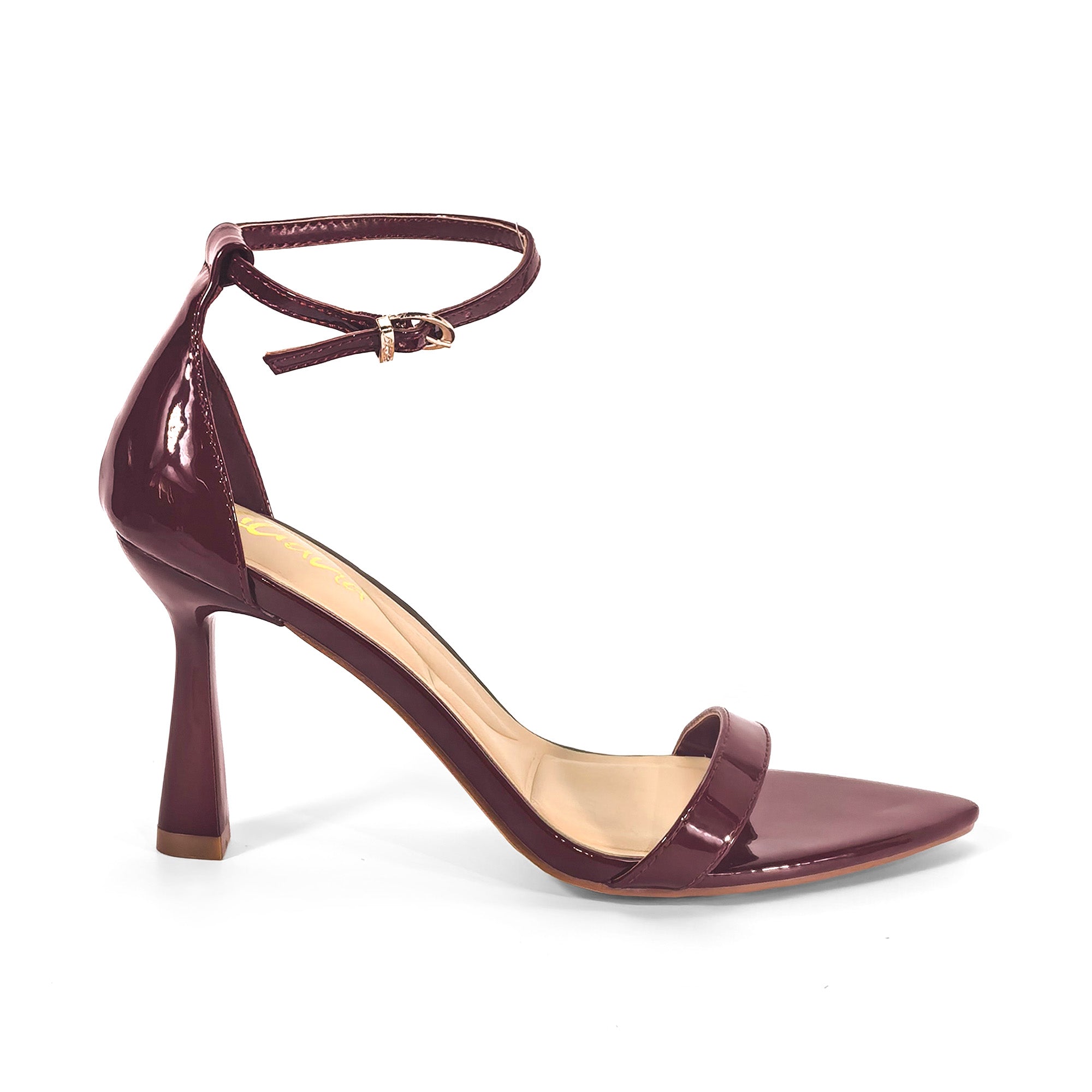 PAULINE-2 POINTED TOE ANCKLE STRAP SANDAL W/ HEEL, WINE