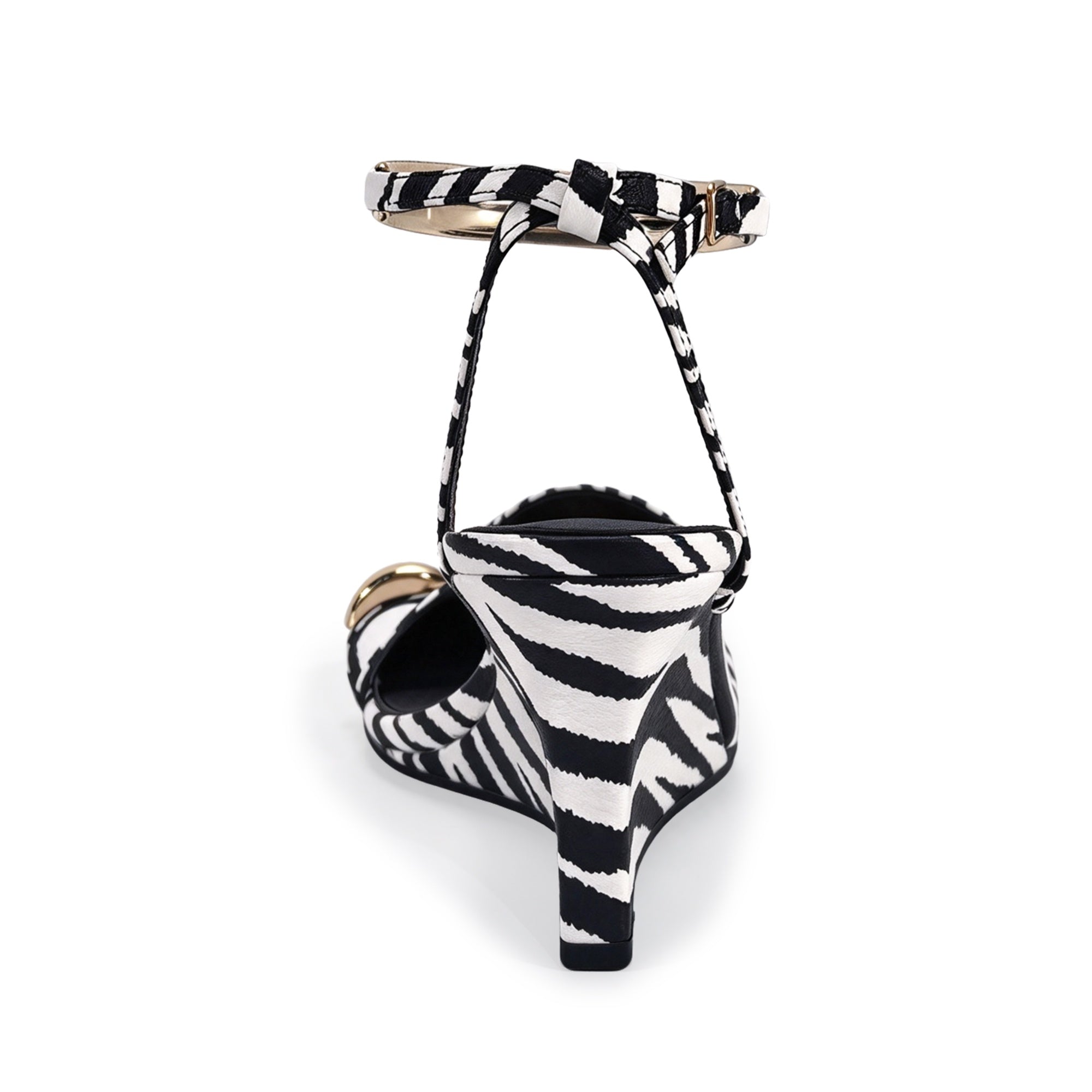 REETAH-1 GOLDEN RING TOE ANCKLE WEDGE ZEBRA