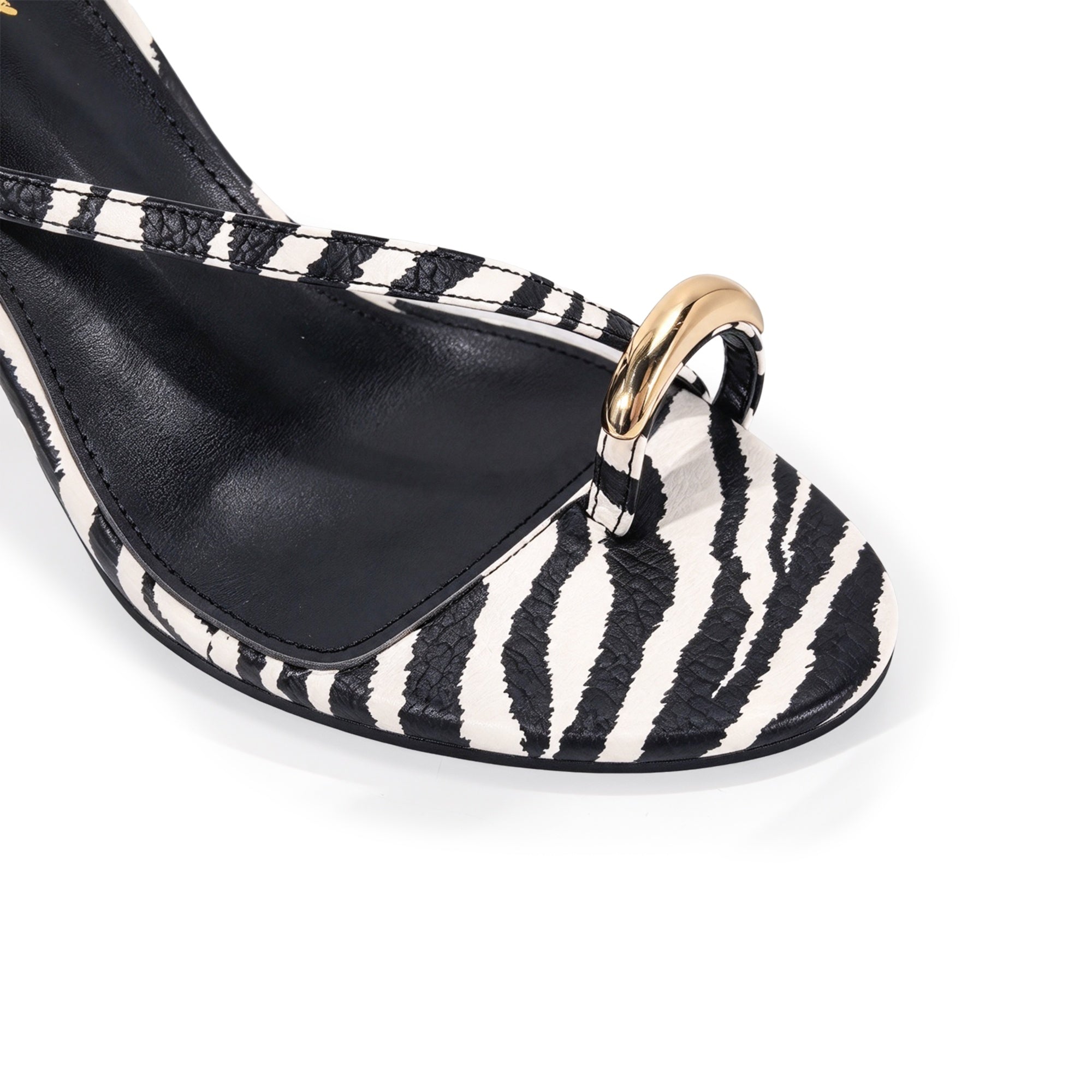 REETAH-1 GOLDEN RING TOE ANCKLE WEDGE ZEBRA