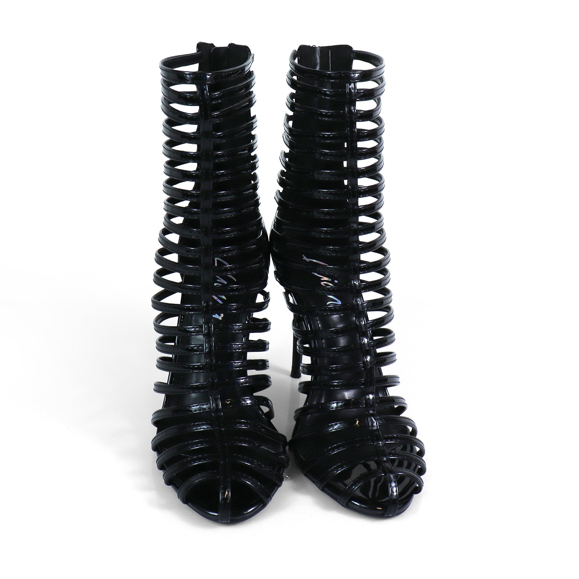 ROCKY-4 CAGED SANDAL W/ HEEL BLACK