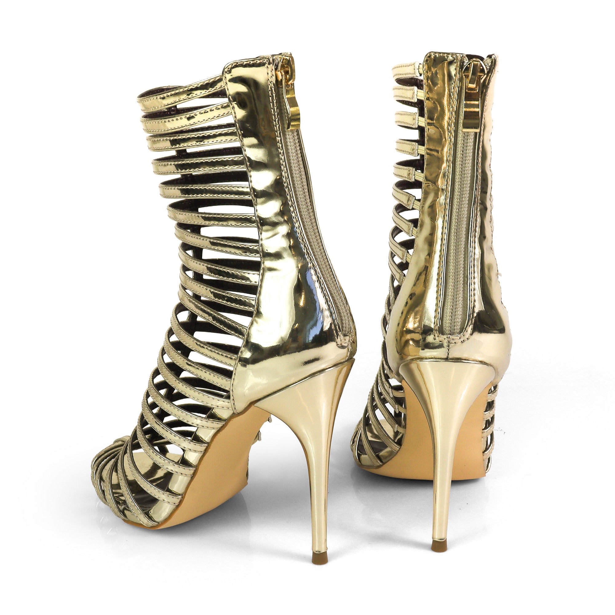 ROCKY-4 CAGED SANDAL W/ HEEL GOLD