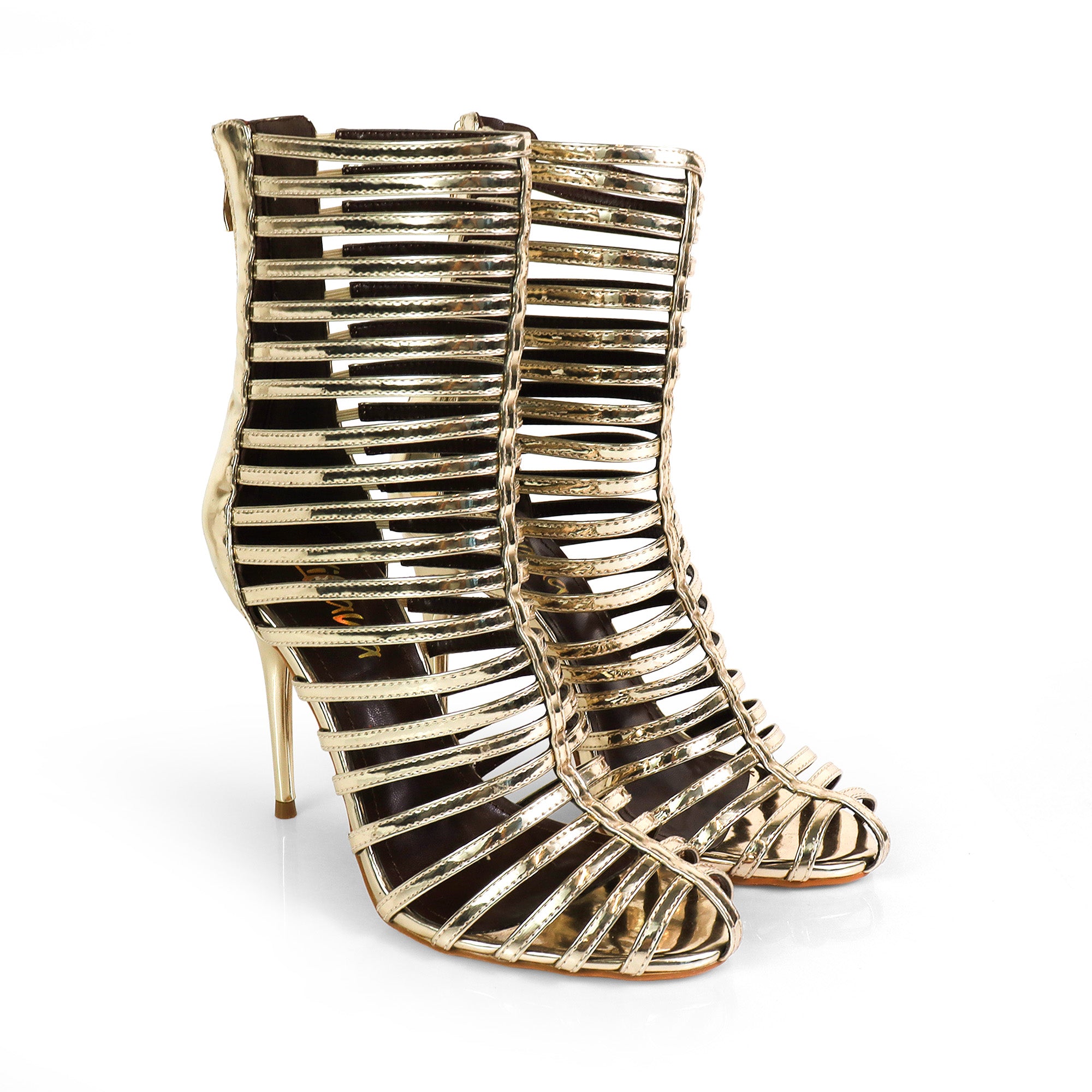 ROCKY-4 CAGED SANDAL W/ HEEL GOLD