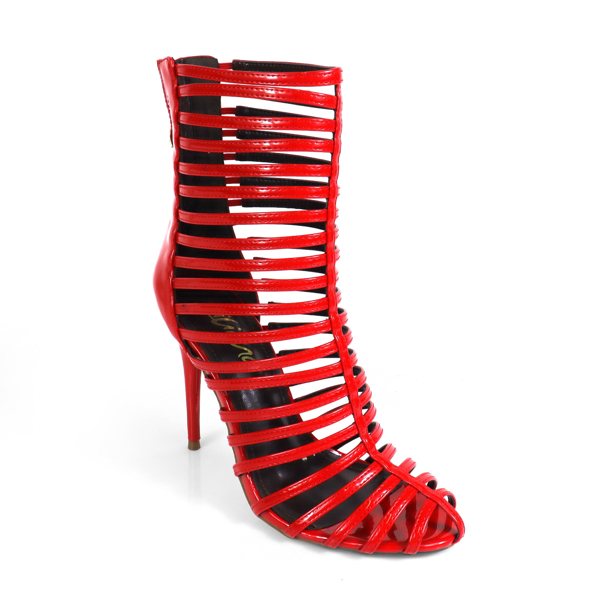 ROCKY-4 CAGED SANDAL W/ HEEL RED
