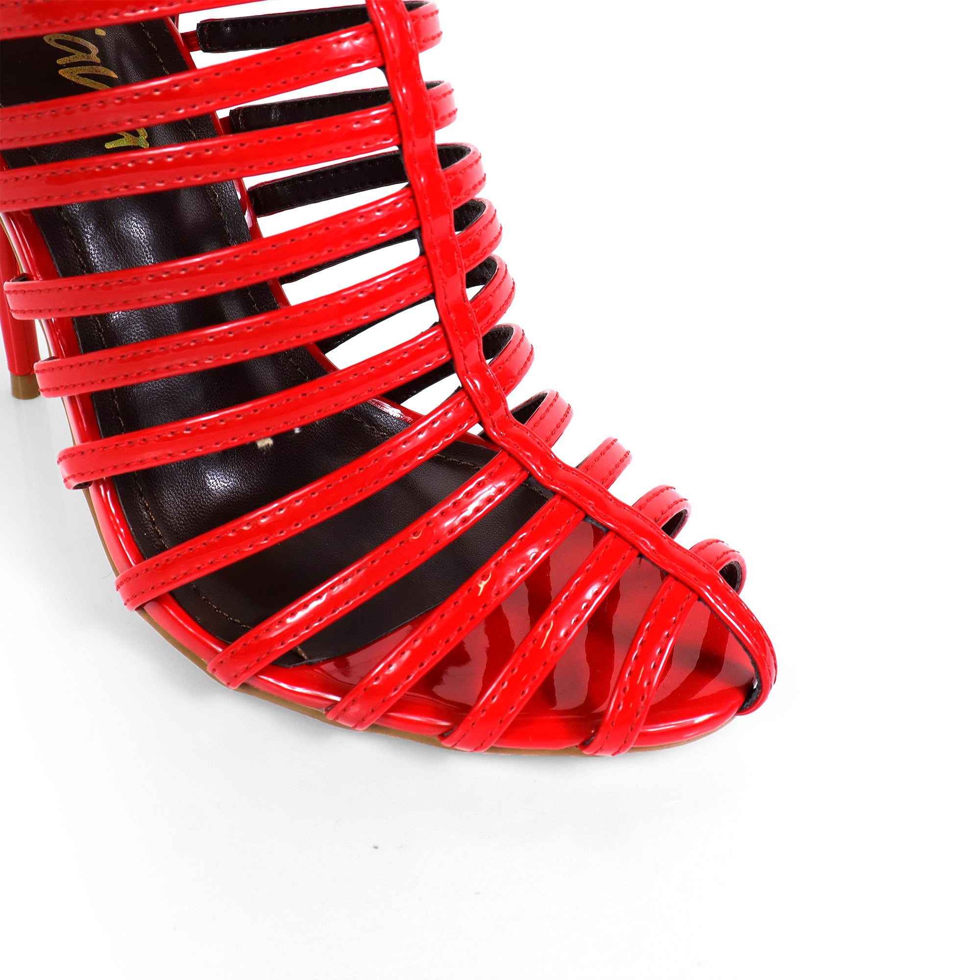 ROCKY-4 CAGED SANDAL W/ HEEL RED