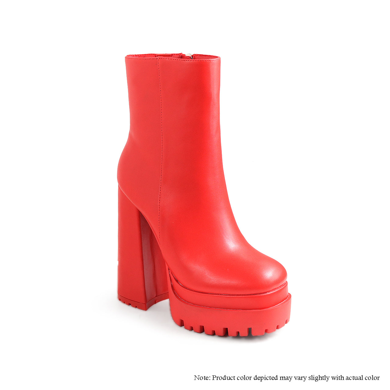 SIENNA-1 DOUBLE PLATFORM LUG SOLE BOOTIES - RED
