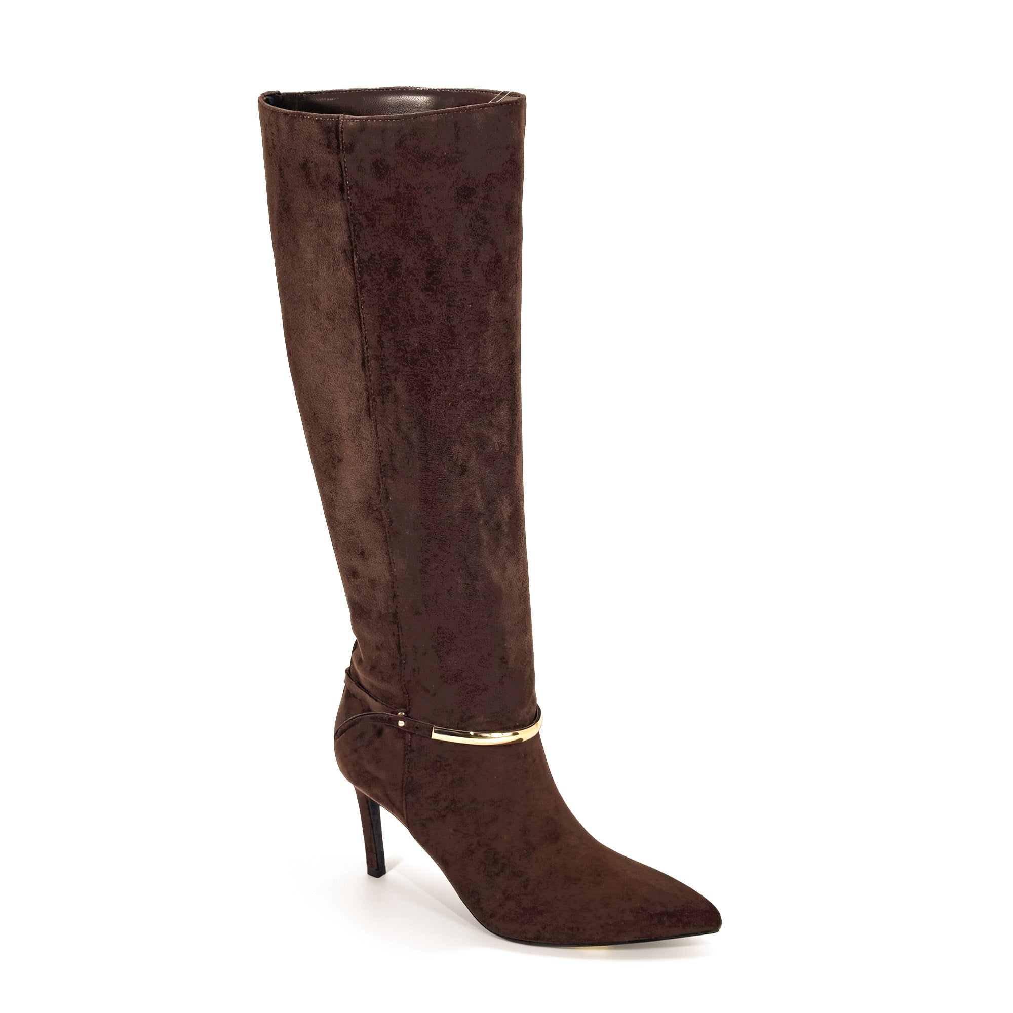 TAMSYN-1 RING CALF LENGTH SHAFT BOOTS CHOCOLATE SUEDE