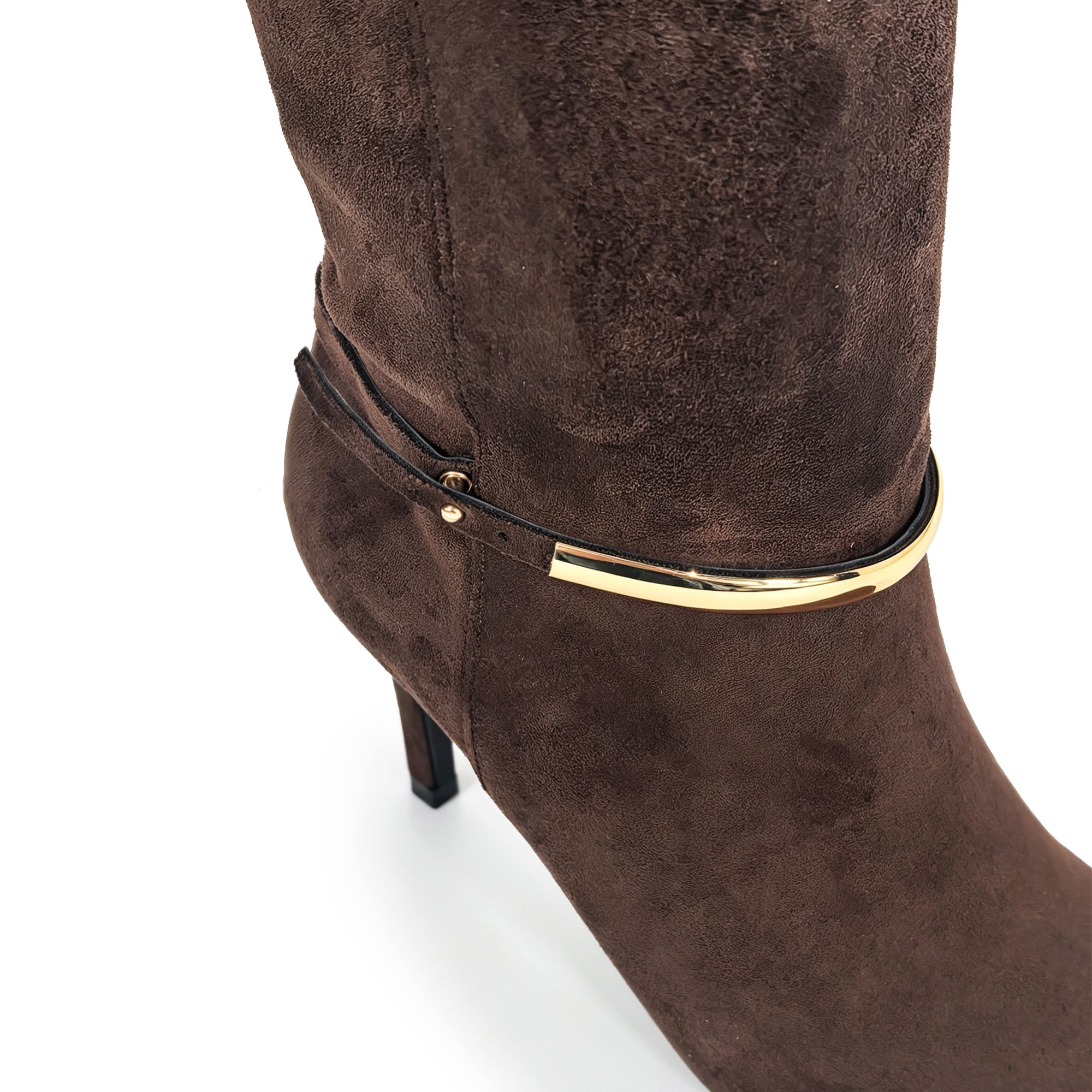 TAMSYN-1 RING CALF LENGTH SHAFT BOOTS CHOCOLATE SUEDE