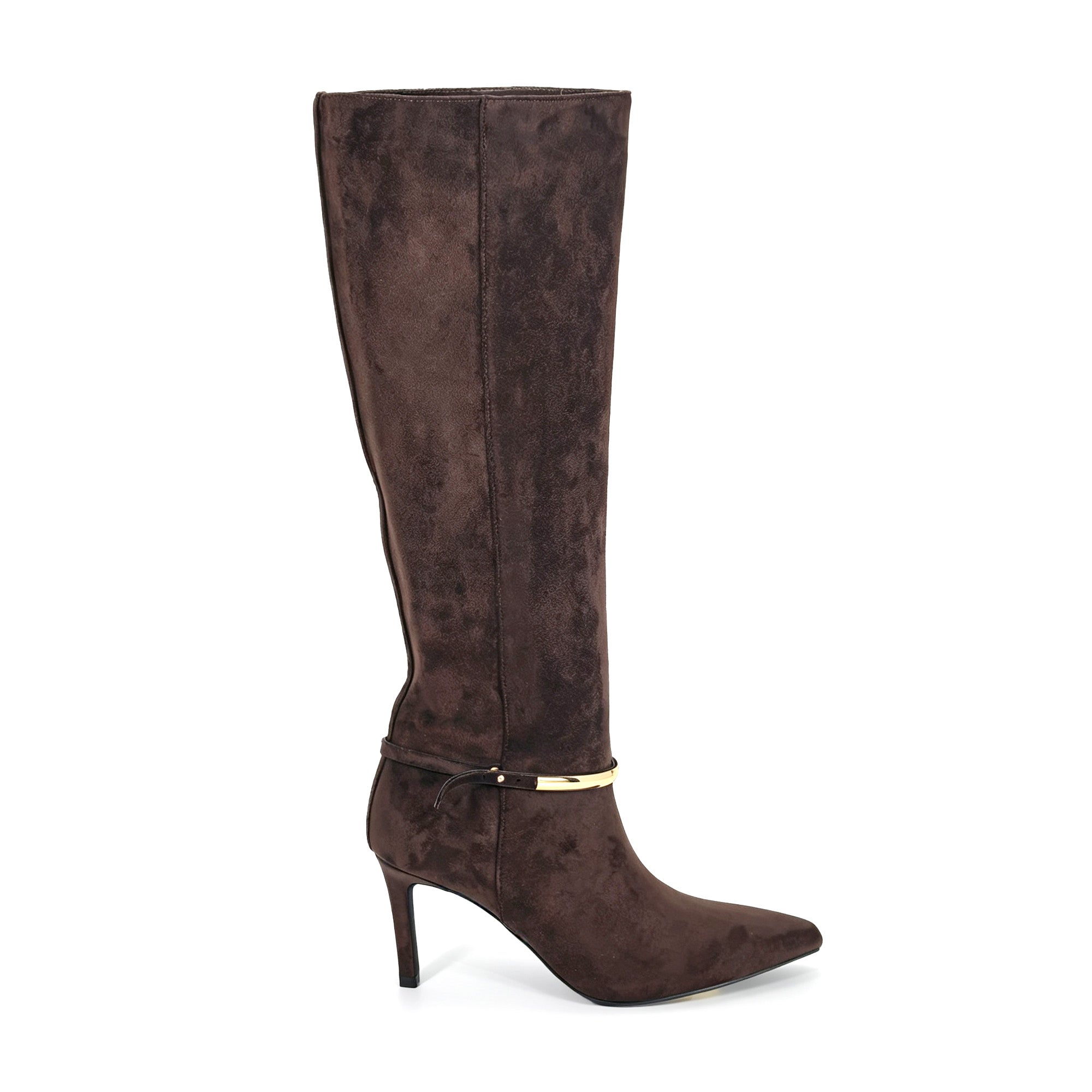 TAMSYN-1 RING CALF LENGTH SHAFT BOOTS CHOCOLATE SUEDE