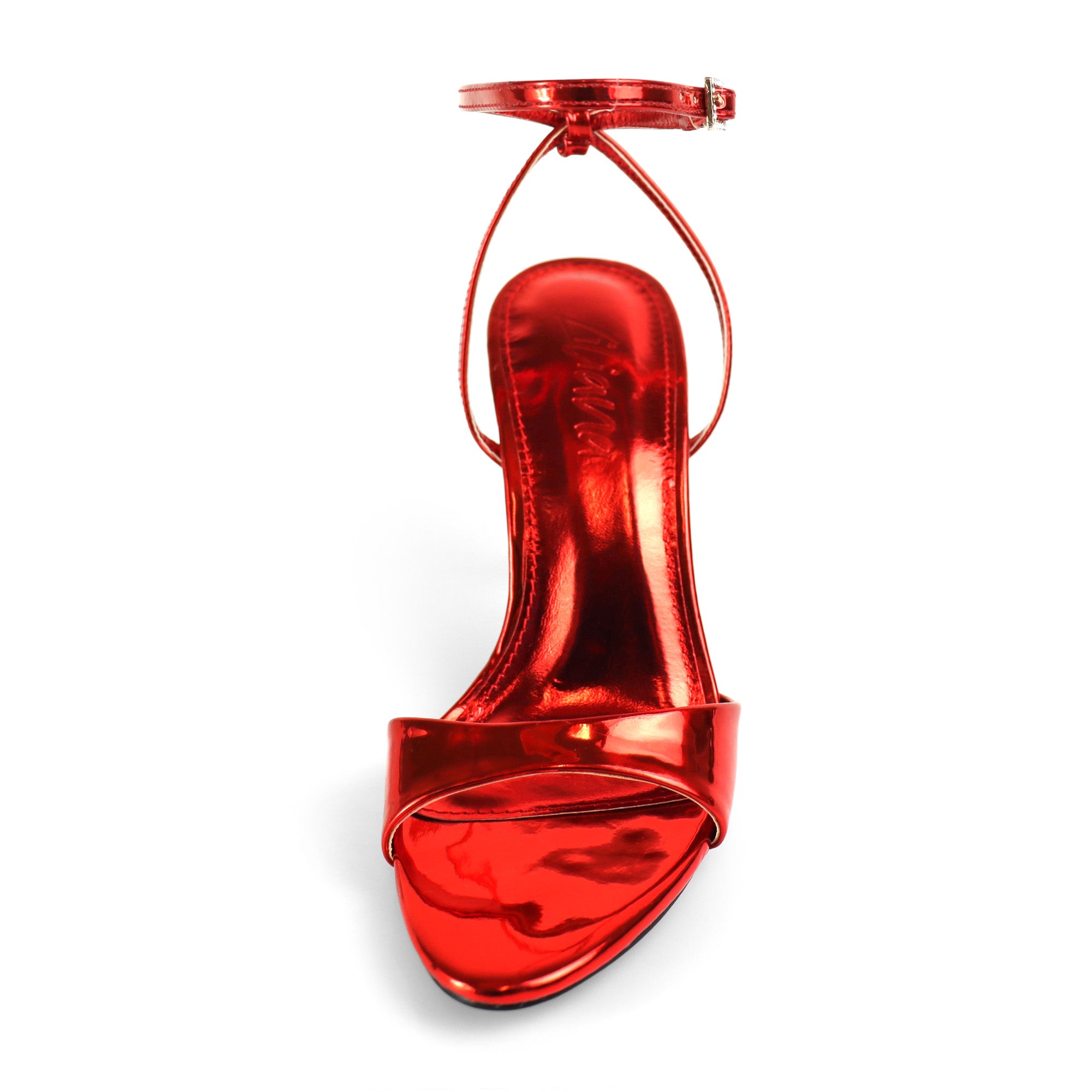 TANJA-1 ANCKLE STRAP W/ HEEL, RED METALLIC