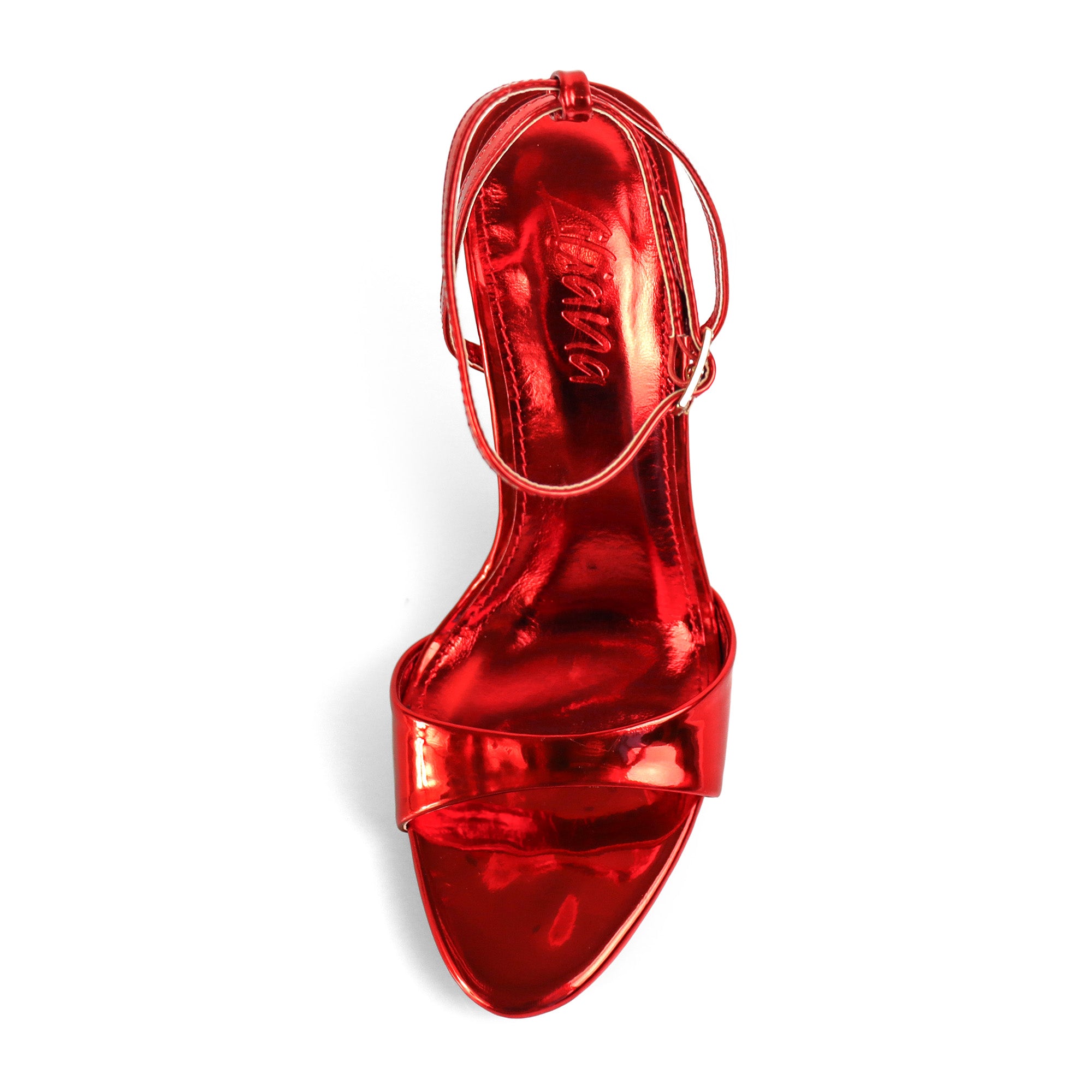 TANJA-1 ANCKLE STRAP W/ HEEL, RED METALLIC