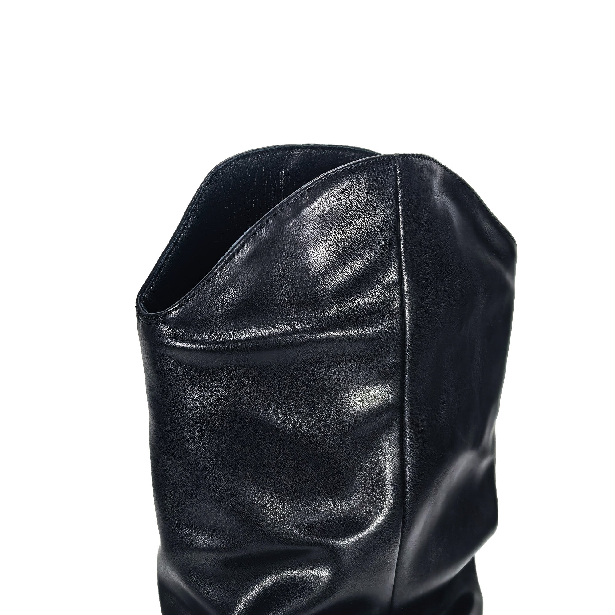 TAYLOR-1 OPEN TOE KNEE HEIGHT SANAL W/ HEEL, BLACK