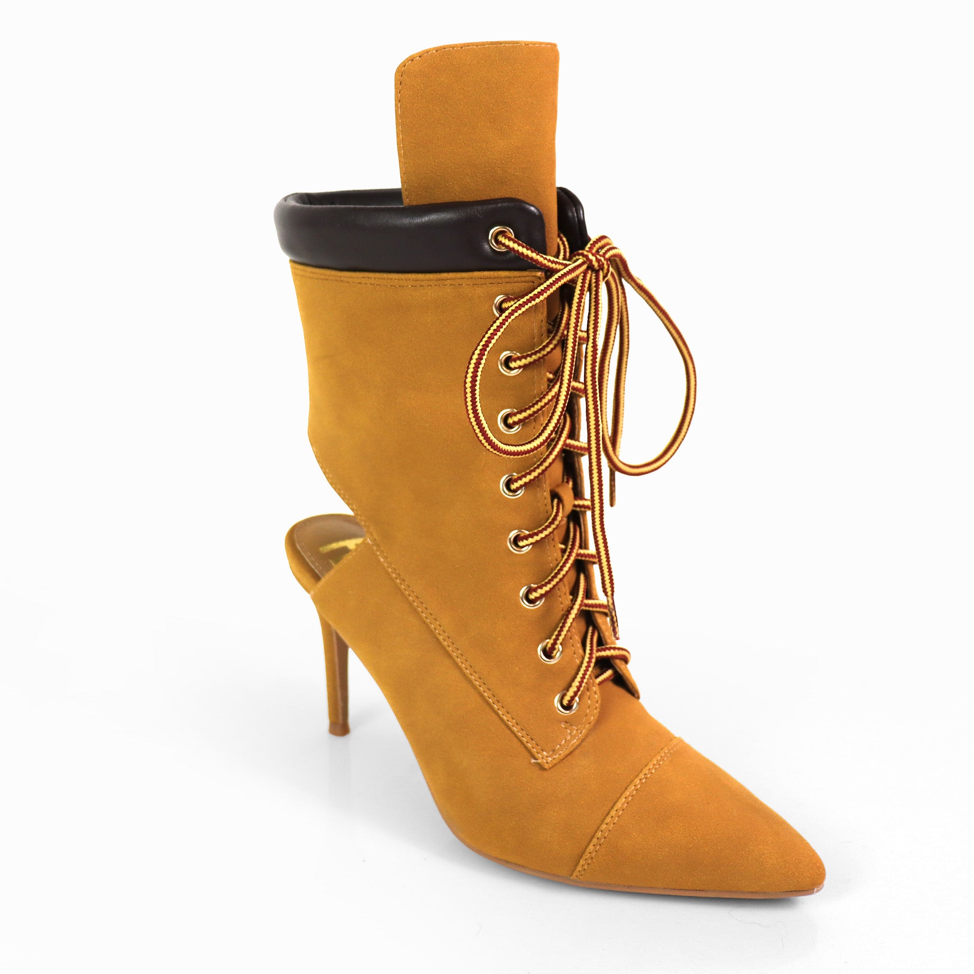 TESS-2 POINTED TOE  ANKLE HIGH W/STILETTO HEEL CAMEL