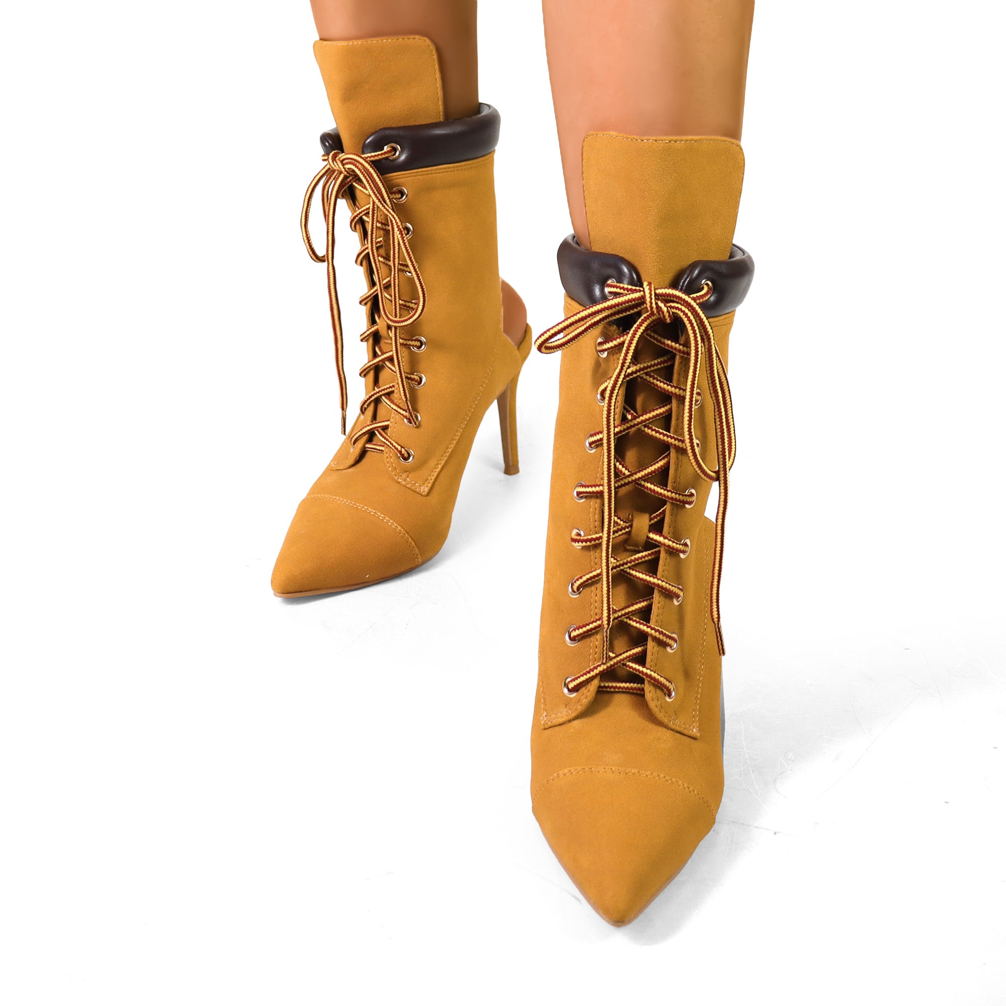TESS-2 POINTED TOE  ANKLE HIGH W/STILETTO HEEL CAMEL