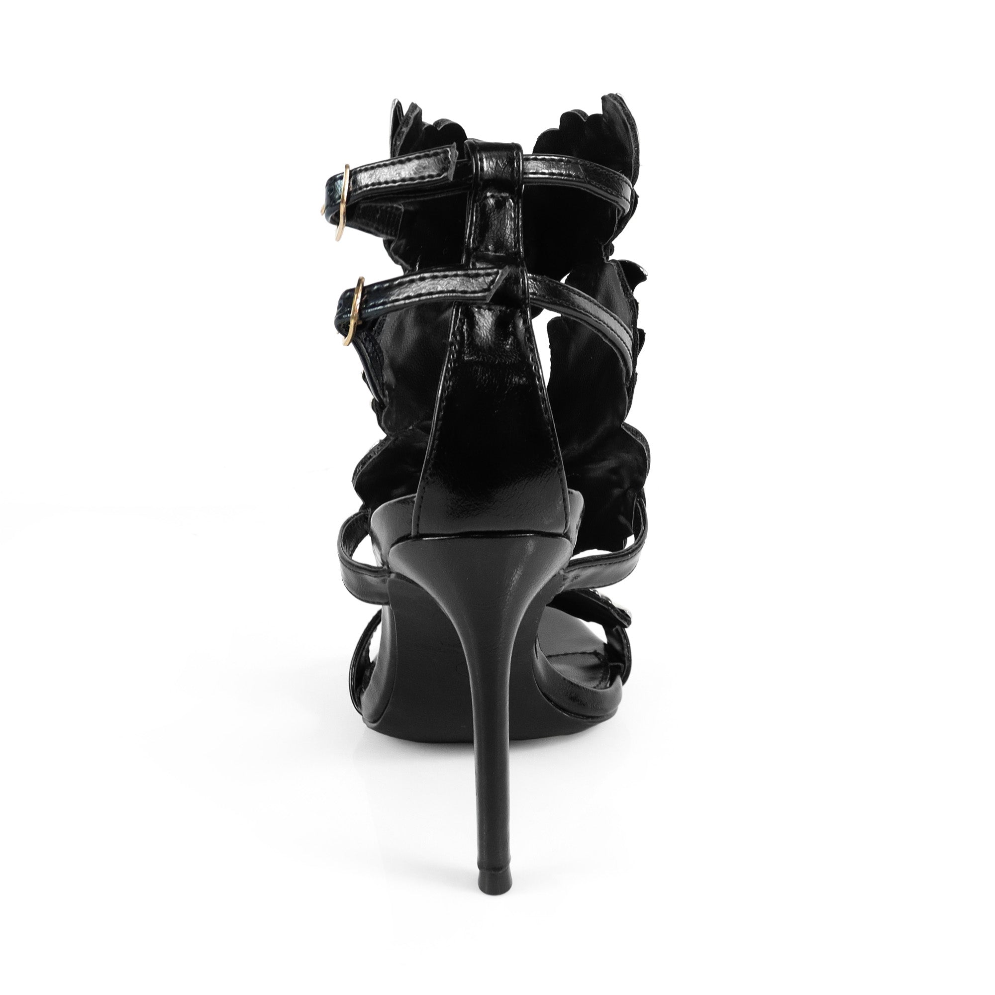 TISHA-151 HEEL WITH WING DESIGN BLACK/GOLD