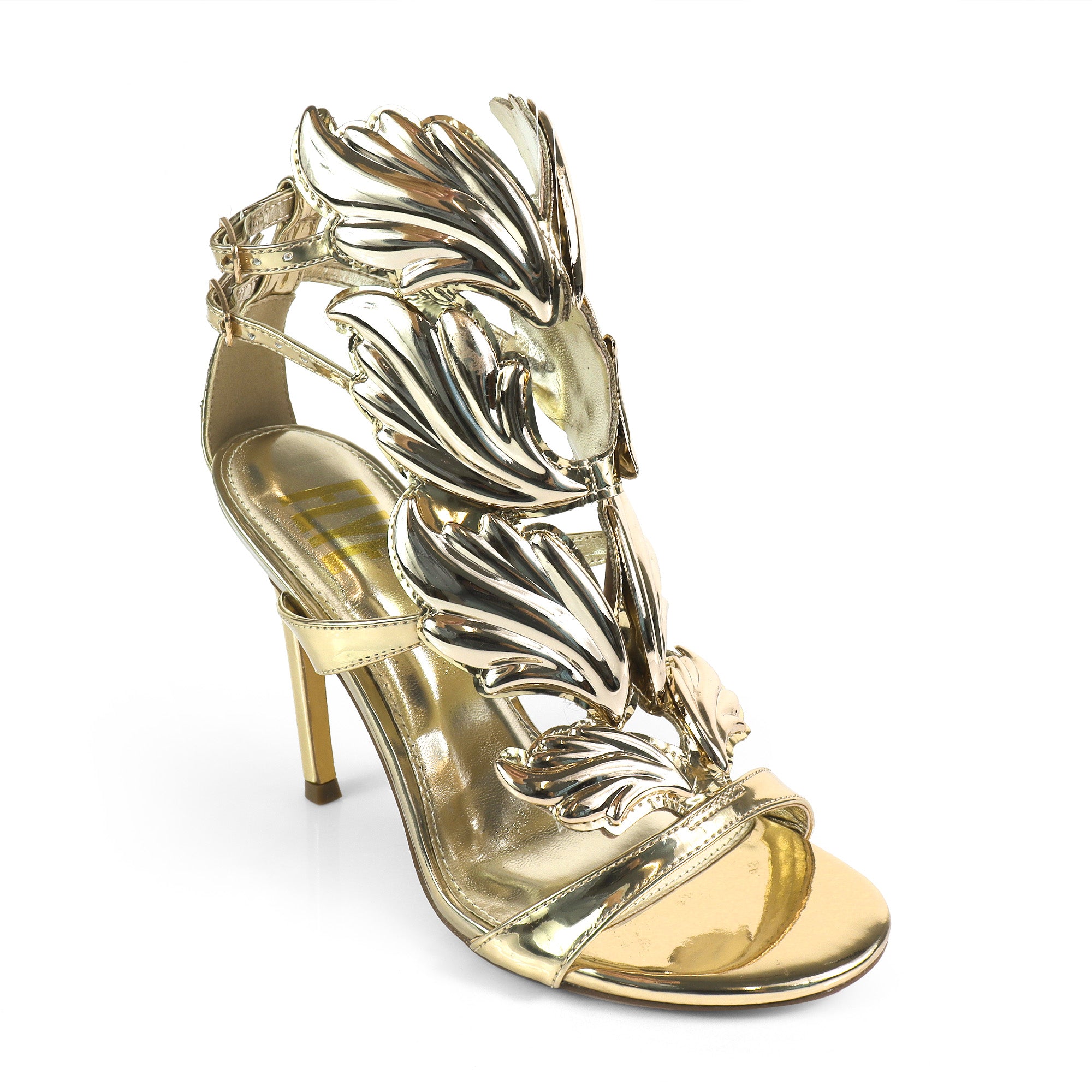 TISHA-151 HEEL WITH WING DESIGN GOLD