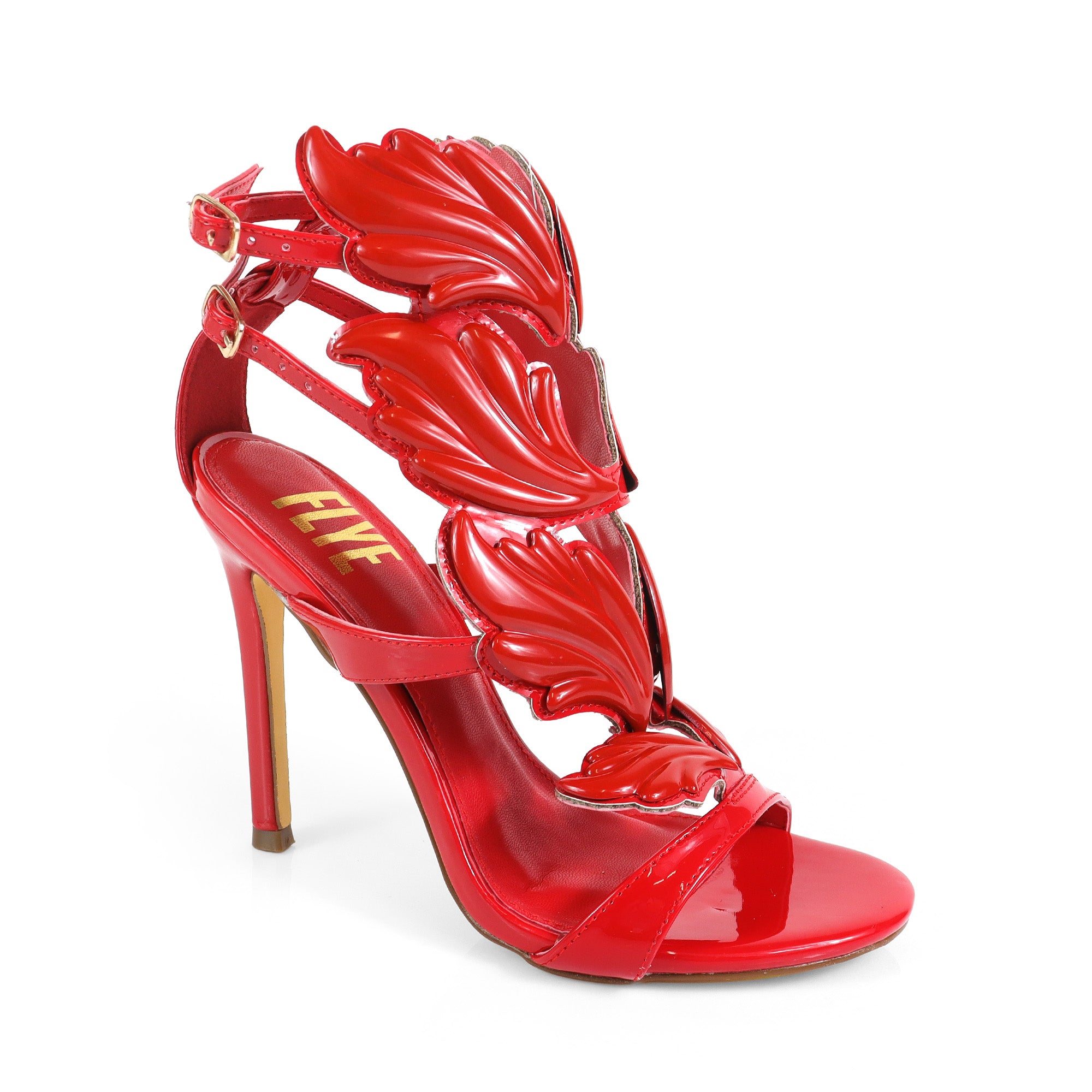 TISHA-151 HEEL WITH WING DESIGN RED