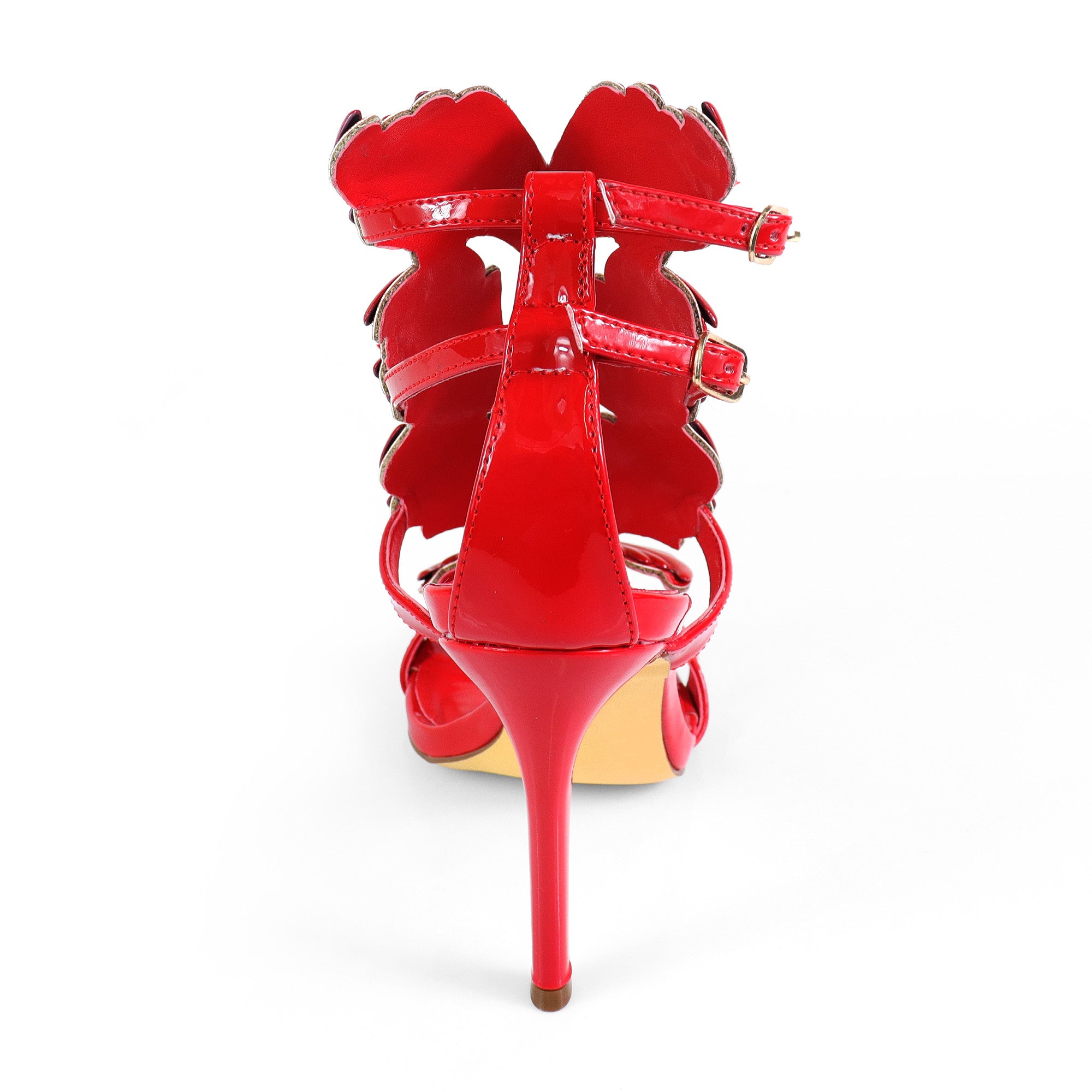 TISHA-151 HEEL WITH WING DESIGN RED