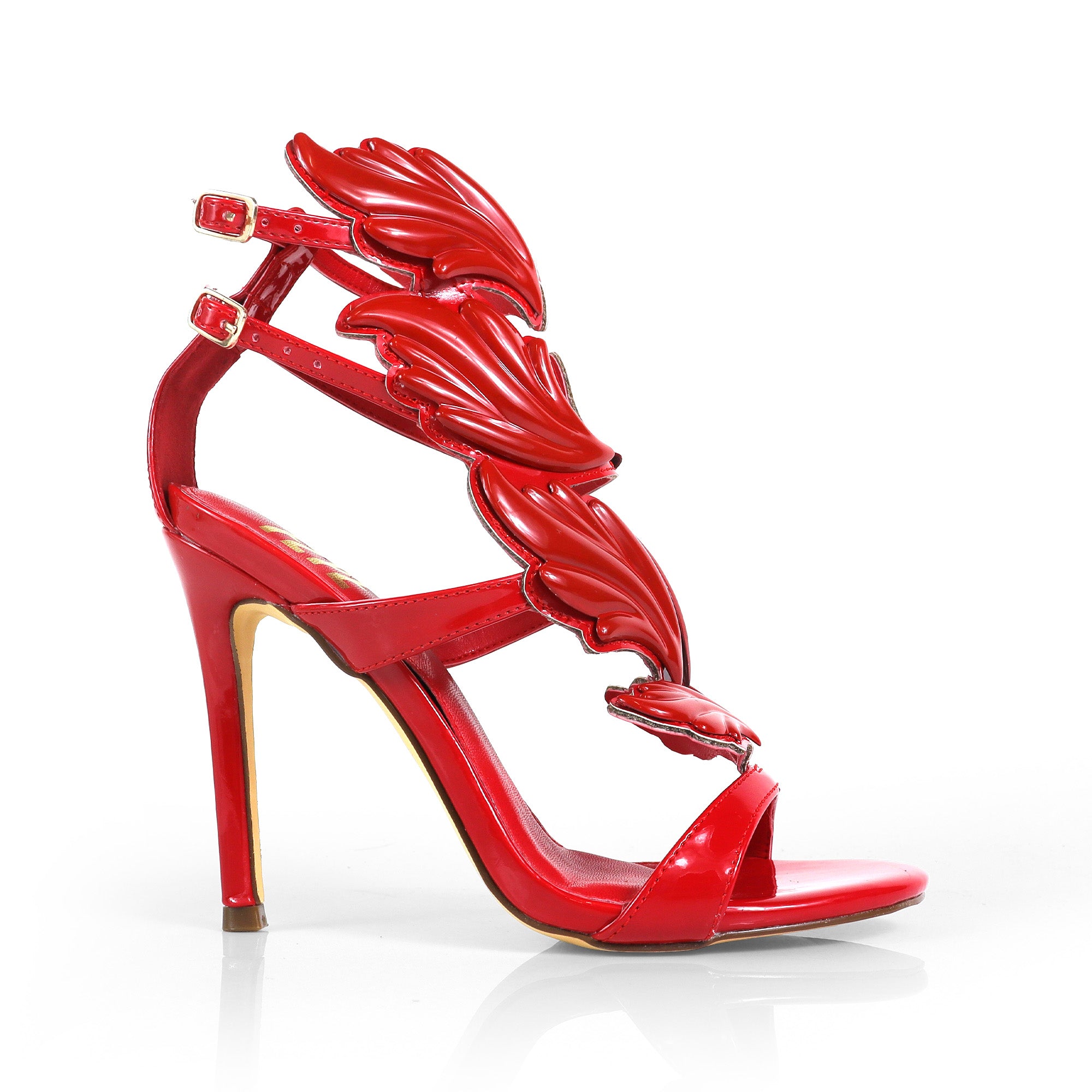 TISHA-151 HEEL WITH WING DESIGN RED